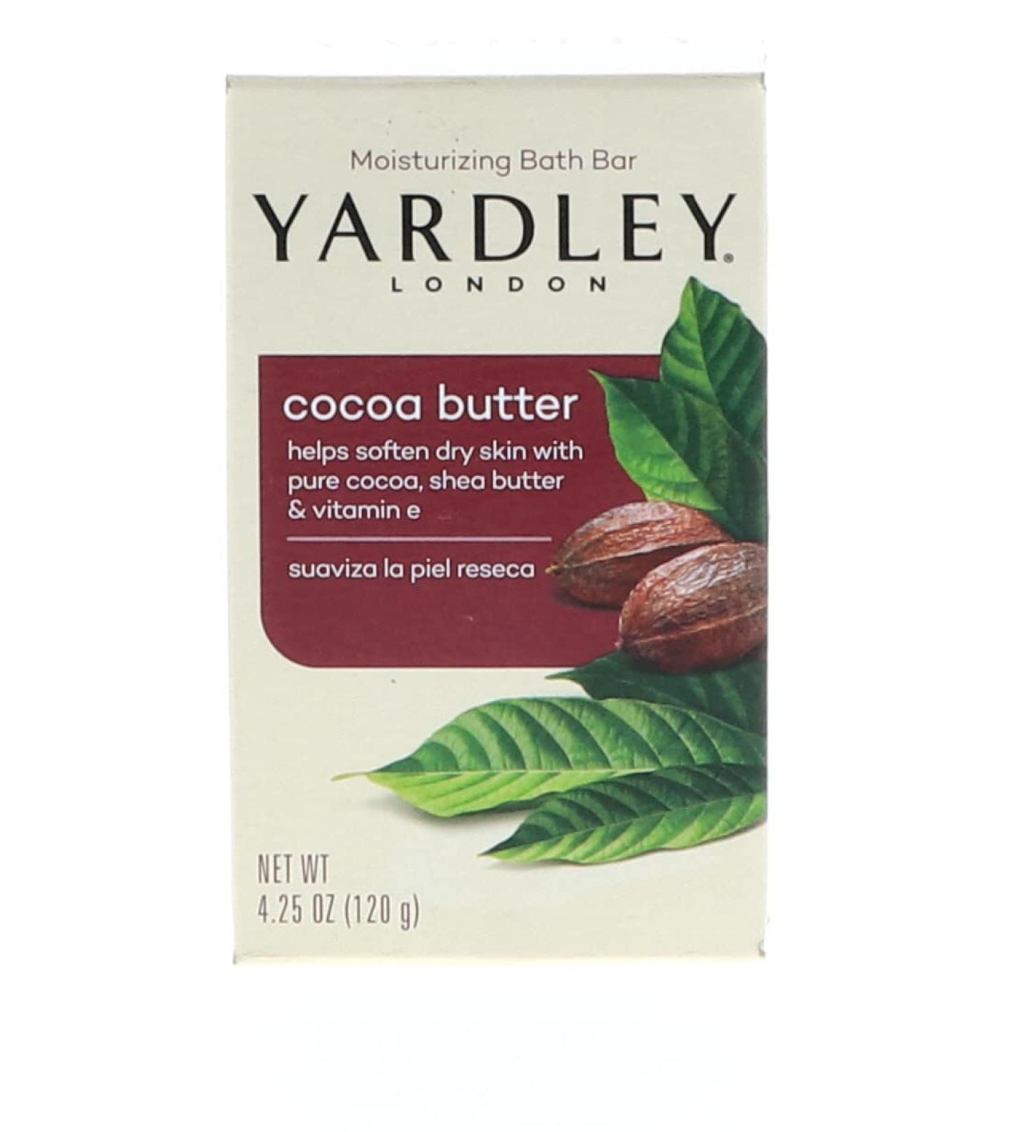 Yardley Cocoa Butter Moisturizing Bar Chocolate Scent 4.25 Oz | Premium Hydrating Soap for All Skin Types | International Shipping Available - Buy Online on SooperMarket.com