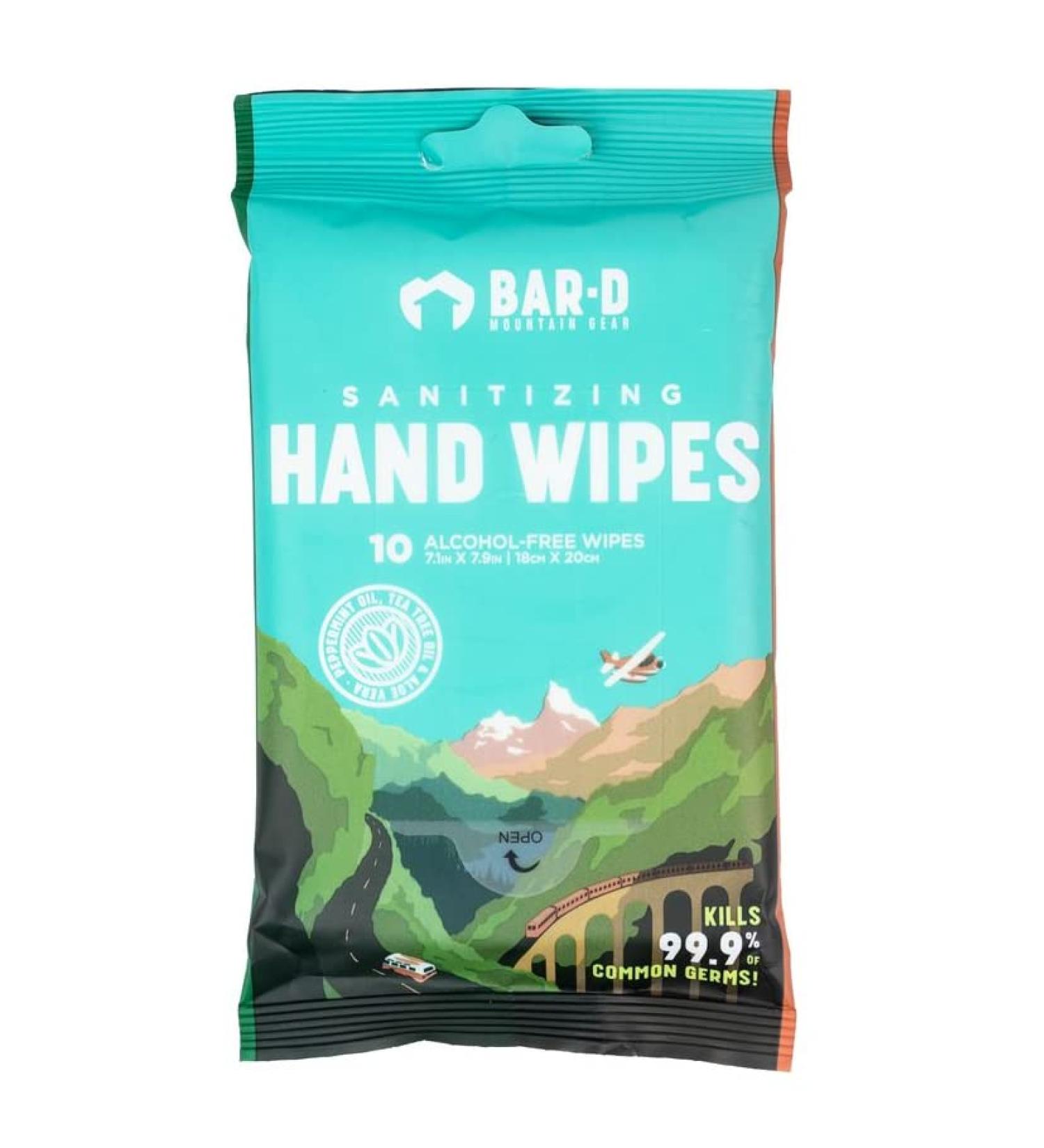 BAR-D Antibacterial Hand Wipes with Essential Oils - 60 Wipes, Peppermint, Tea Tree Oil, Aloe Vera, Travel Size Sanitizing Hand Wipes - Disinfecting and Smelling Great - Buy Online on SooperMarket.com