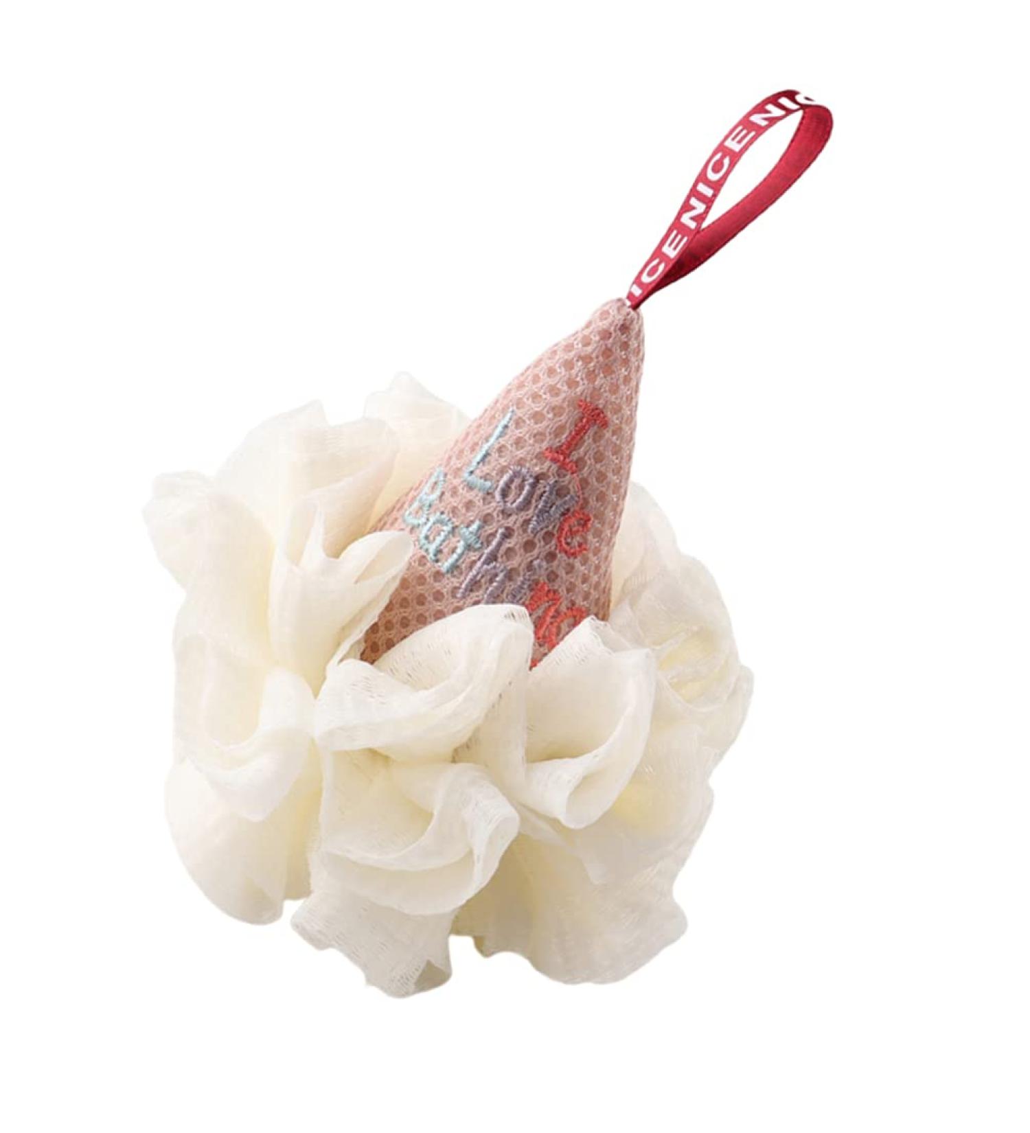 1pc Ice Cream Bath Ball Body Scrubber Sponge Ice Cream Loofah Sponge Mesh Pouf Bath Sponge Body Exfoliator Mesh Bath and Shower Sponge Men Body Wash Polyester Gel Girl Child White - Buy Online on SooperMarket.com