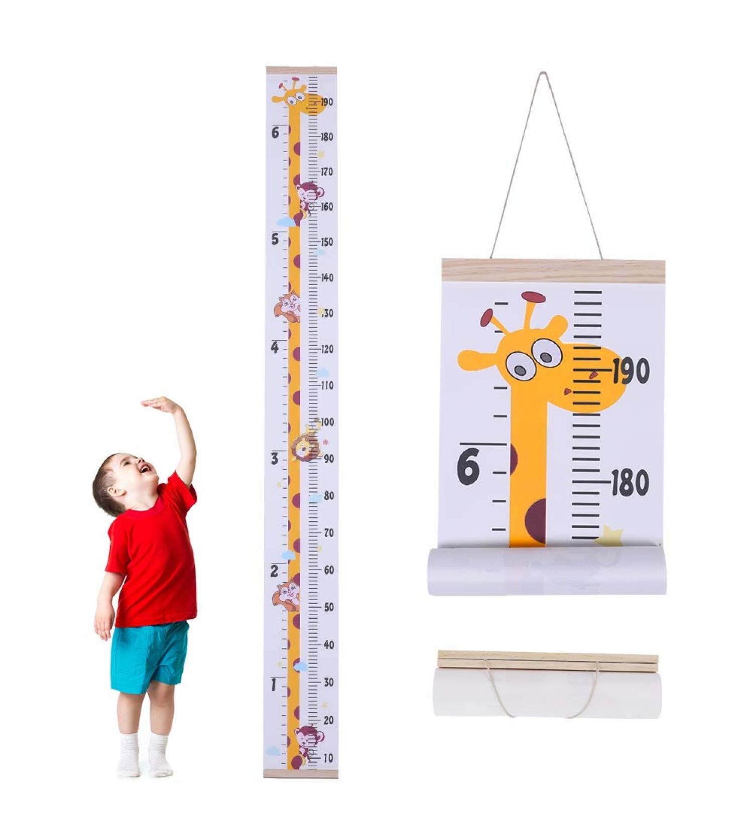 Baby Height Growth Chart Wall Hanging Measuring Ruler - Canvas & Wood Nursery Decoration - Buy Online on SooperMarket.com