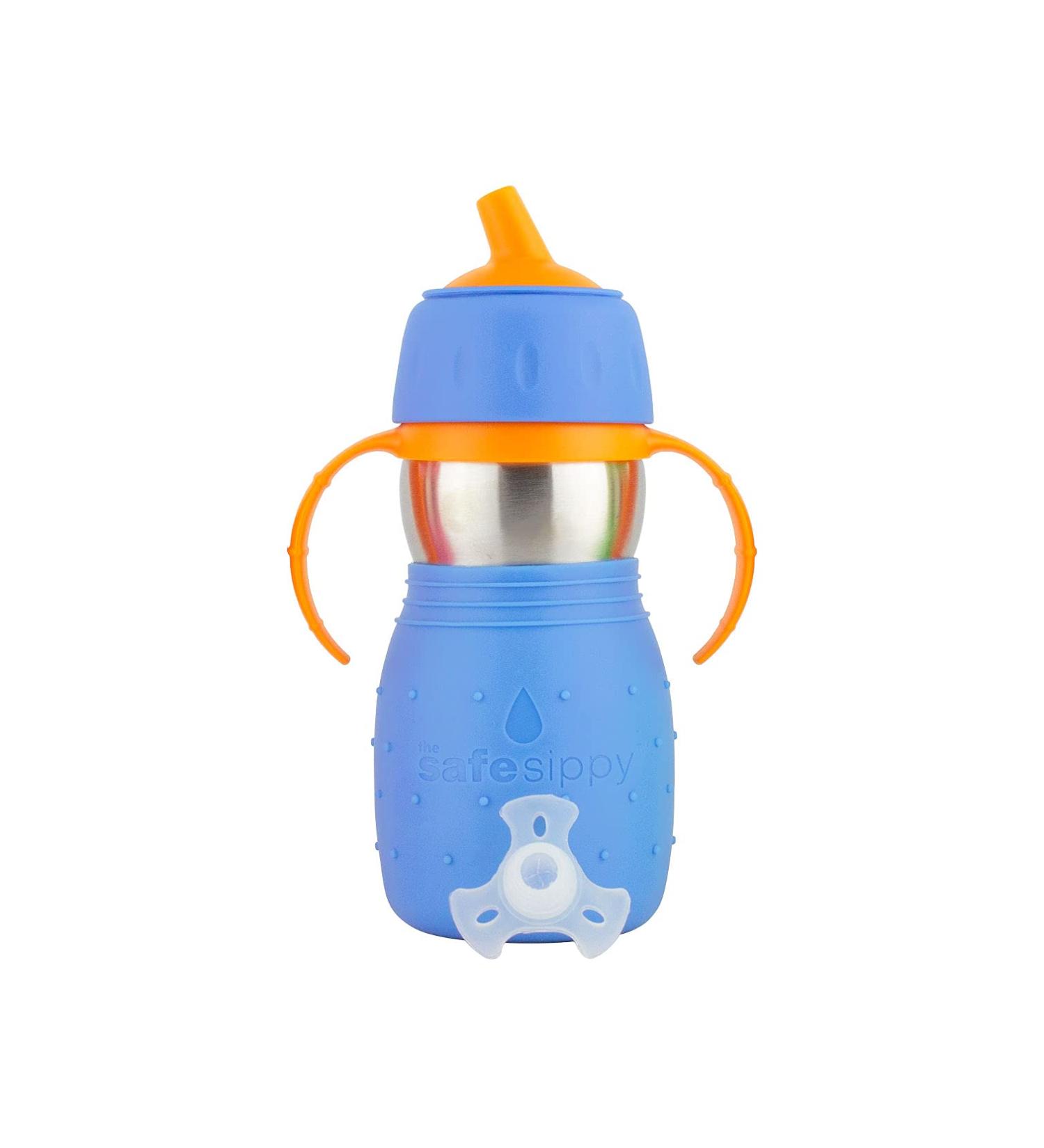 Kid Basix Safe Sippy Stainless Steel Cup - Round Spout, BPA Free, 11 oz - Blue | Dishwasher Safe for Babies/Toddlers on-the-go - Buy Online on SooperMarket.com