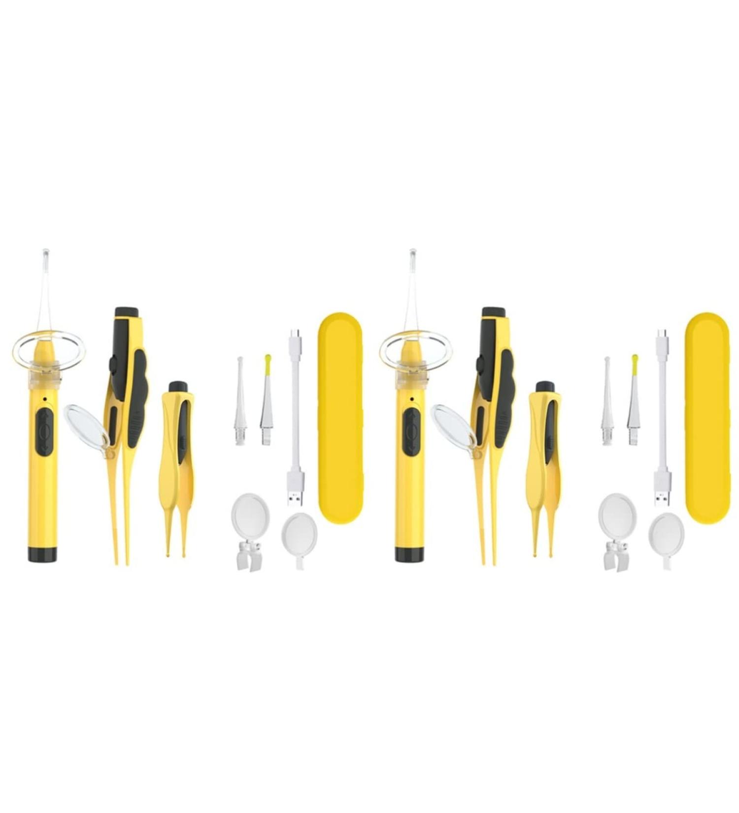FRCOLOR 2pcs Ear Wax Removal Kit with LED | Ear Cleaning Tool Set | Yellow | 14x2x2cm - Buy Online on SooperMarket.com