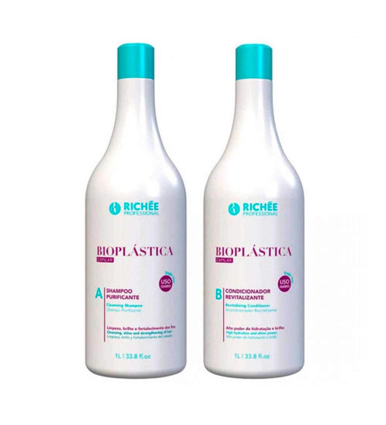 Kit Rich e Shampoo Conditioner Biopl stica Cleasing Hydration Daily Use Hair Care 2x1L/2x33.8 fl.oz