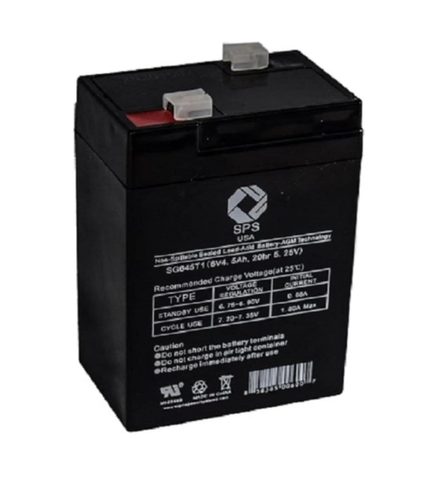 SPS Brand 6V 4.5Ah Replacement Battery for CooPower CP6-4.5 Sealed Lead Acid AGM VRLA