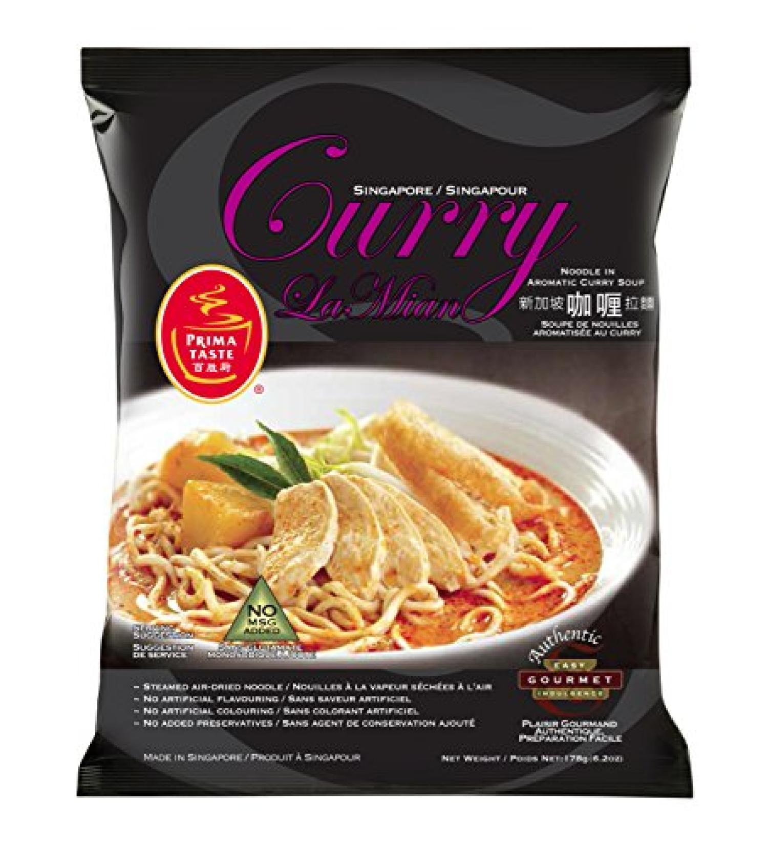 Prima Taste Curry La Mian Singapore 178g/6.2oz - Pack of 12 | Authentic Singaporean Instant Noodles - Buy Online on SooperMarket.com