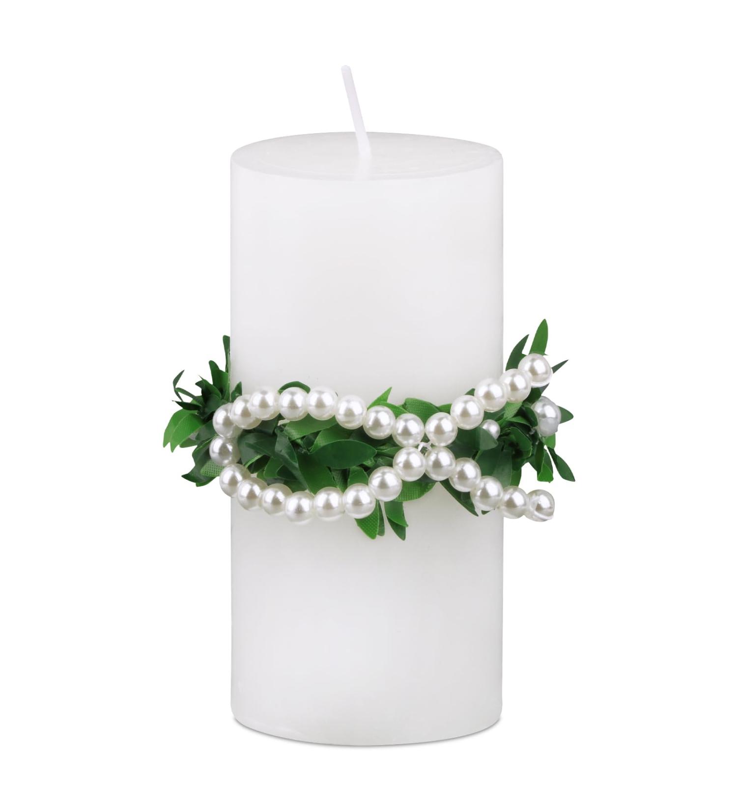 Shop Bofunx Drip Protection Candle Wreaths for Christening Baptism & Wedding - Decorative Skirts with Fish & Pearls - Buy Online on SooperMarket.com