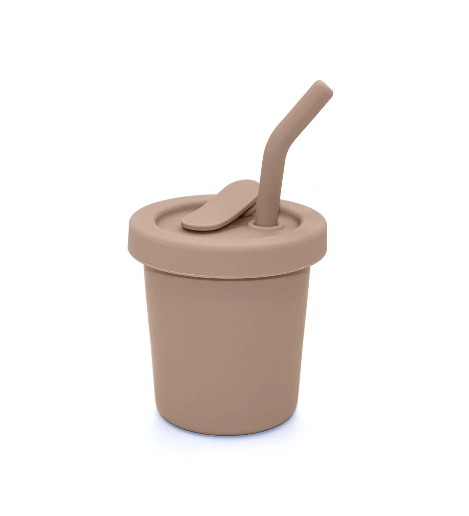 Silicone 6 Oz Straw Cup in Almond | Spill-Proof & Non-Slip | Dishwasher Safe - Buy Online on SooperMarket.com