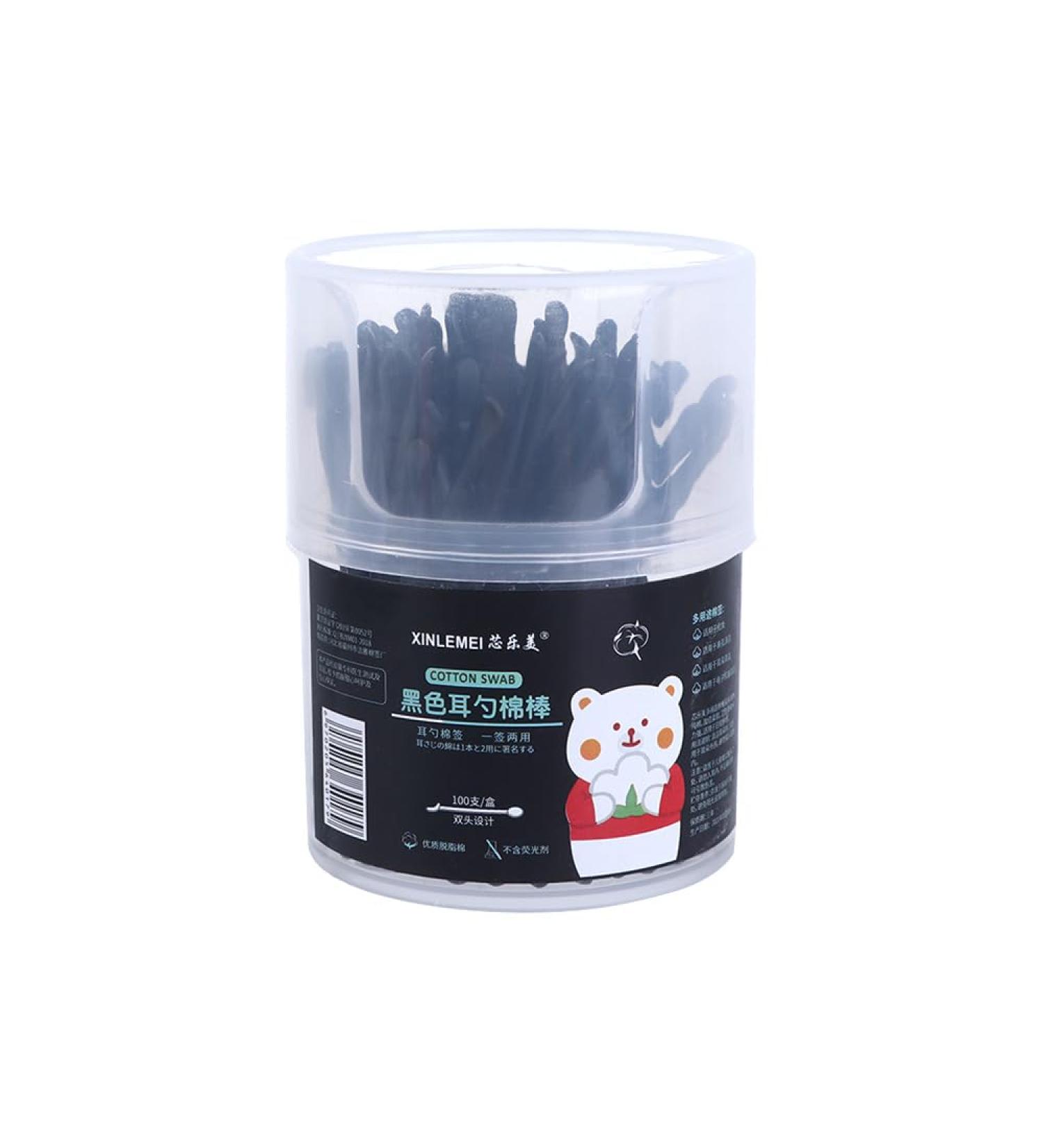 Vctitil Disposable Cotton Swabs - Double-Headed Ear Spoons & Nail Art Sticks - Black Cotton Pads for Ear Cleaning & Beauty Care - International Shipping Available - Buy Online on SooperMarket.com