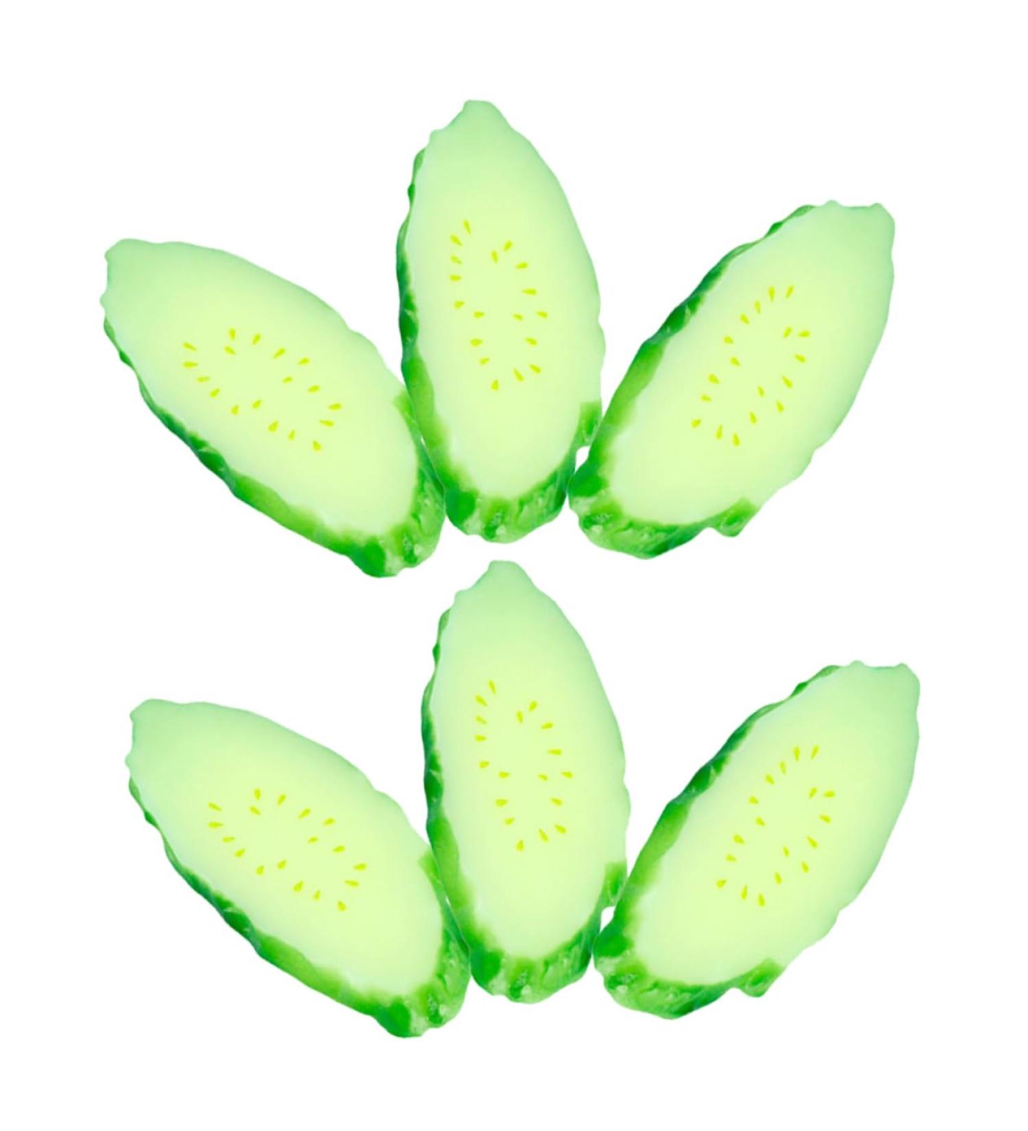 ORFOFE 6pcs Simulation Cucumber Slice Simulation Green Vegetable Green 6.50X3.00X0.50CM - Buy Online on SooperMarket.com