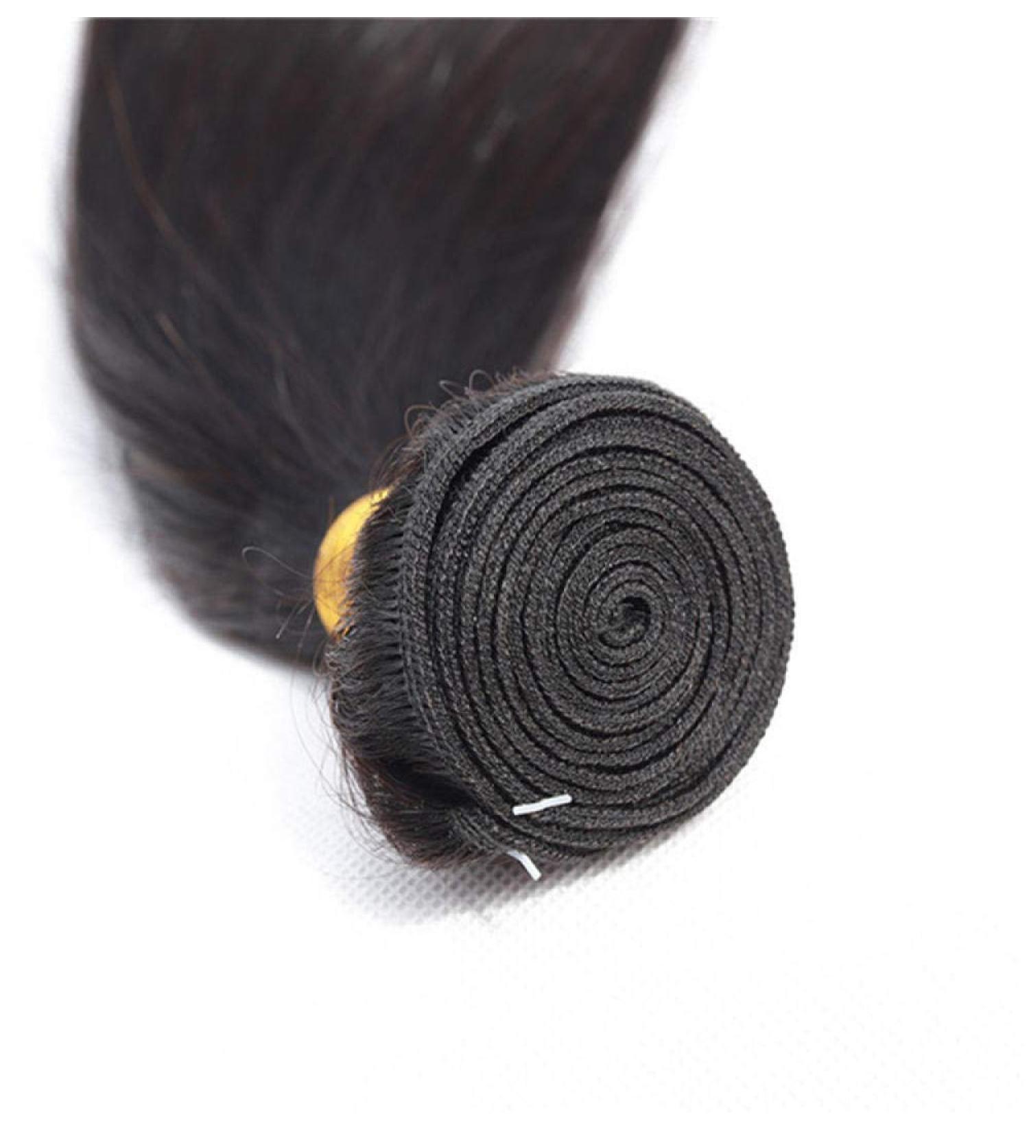 GJBXP 12-inch Straight Wave Natural Black Real Human Hair Bundle Extensions - Pre Plucked Malaysian Remy Wigs for Black Women - Buy Online on SooperMarket.com