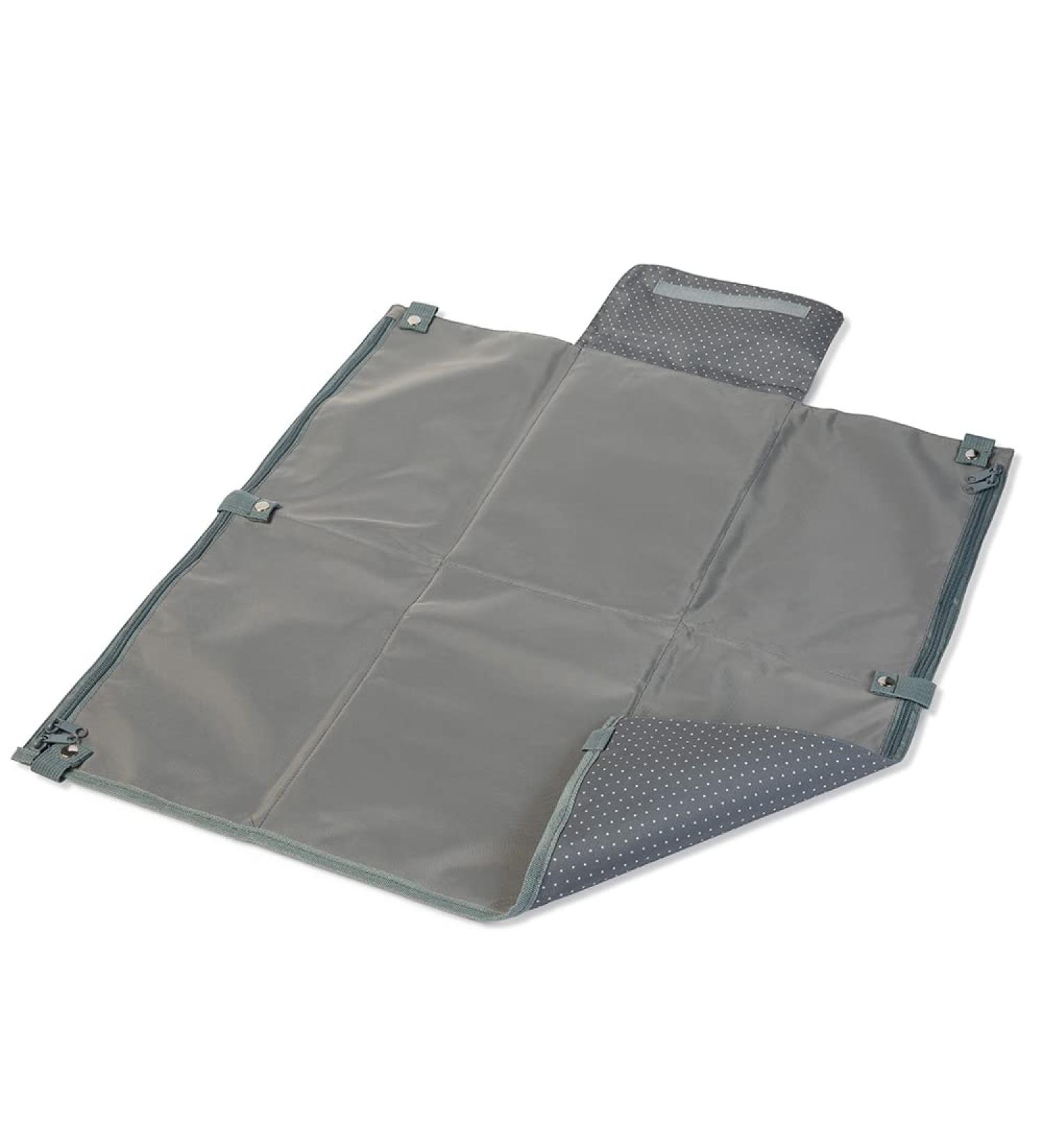 Luxdag Wrap Pad 60x60cm - Washable Diaper Bag & Change Mat with Compartments for Diapers & Wipes - Stylish Gray/Dots Design for On-the-Go Parents - Buy Online on SooperMarket.com