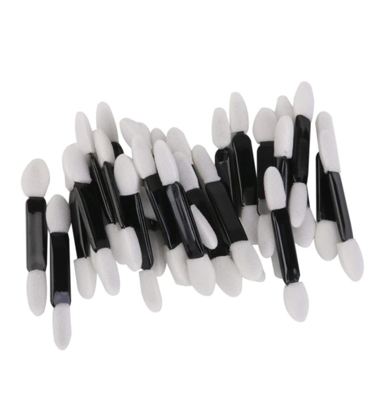 Eye Shadow Applicators Disposable Double Ended Sponge 50pcs Dual Sided Eyeshadow Brush Sponge Tipped Oval Makeup Applicator Eye Shadow Sticks Black Handle - Buy Online on SooperMarket.com