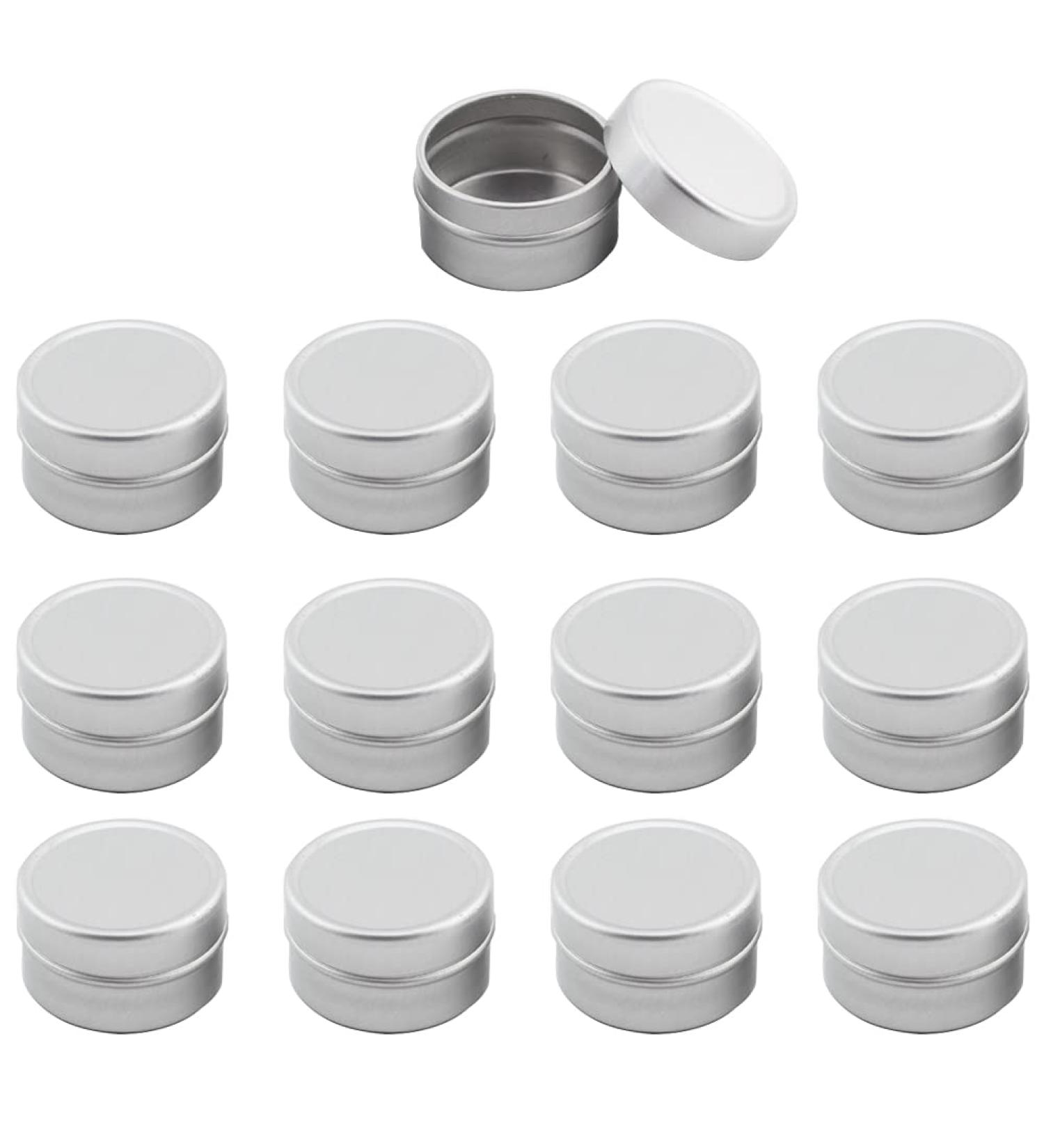 Zeoabsy 12pcs 5ml Silver Aluminum Tin Cans - Empty Round Cosmetic Containers for DIY Ointments Creams Candles & Shaving Soap - Buy Online on SooperMarket.com