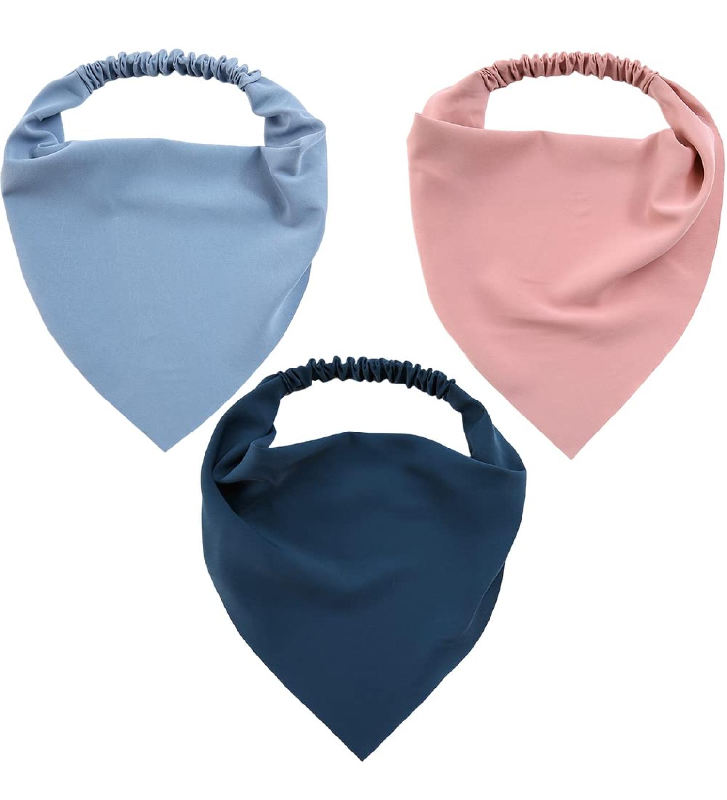 Chiffon Hair Scarf Headbands - 3 Pcs Triangle Bandanas for Women and Girls - Buy Online on SooperMarket.com