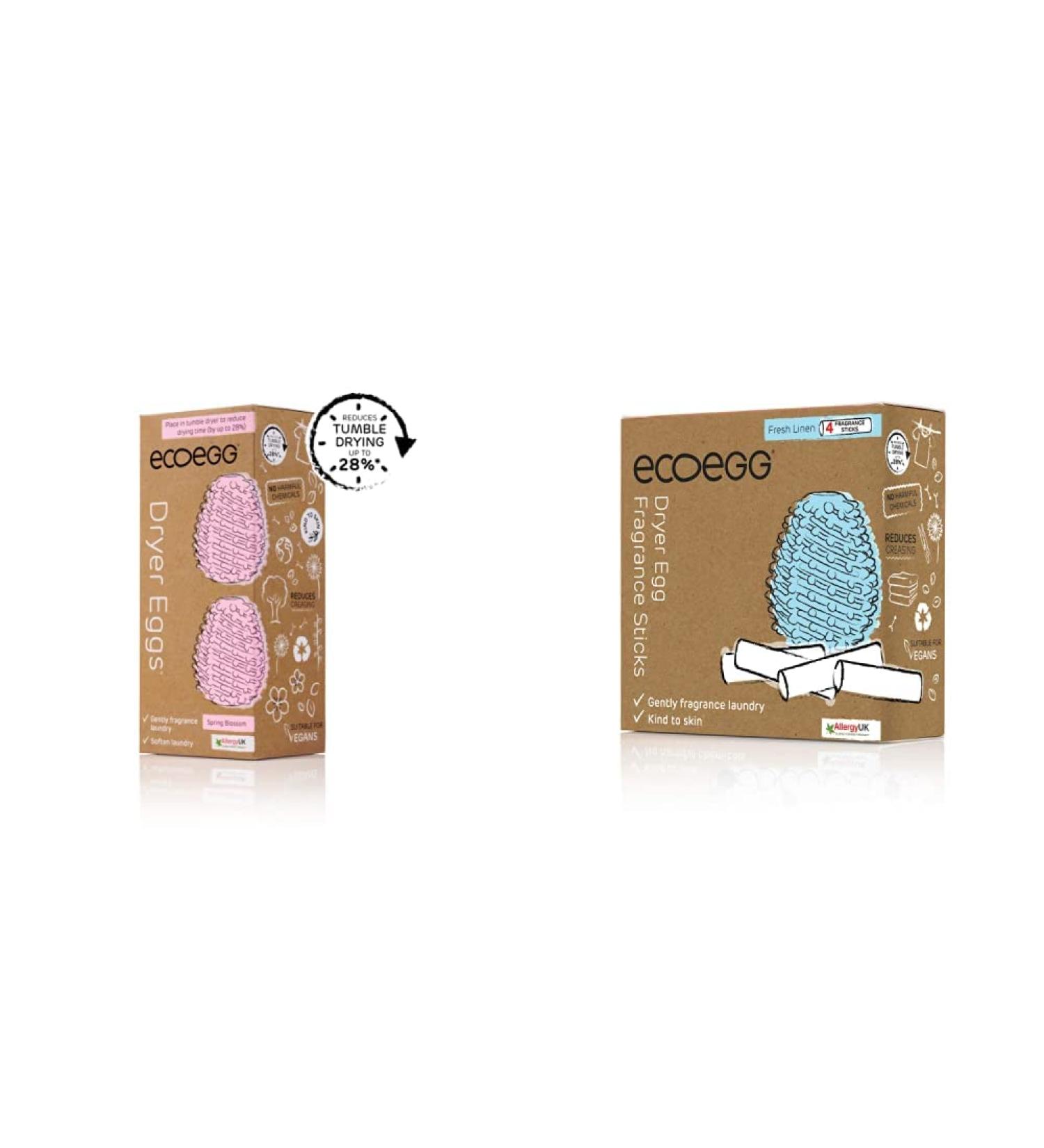 ecoegg Dryer Egg | Reduces Drying Time | Tumble Dryer Balls replacement & Dryer Egg Fragrance Sticks | Refills | Reduces Drying Time | Tumble Dryer Balls replacement Spring Blossom 2 Piece Set + Fragrance Sticks - Buy Online on SooperMarket.com