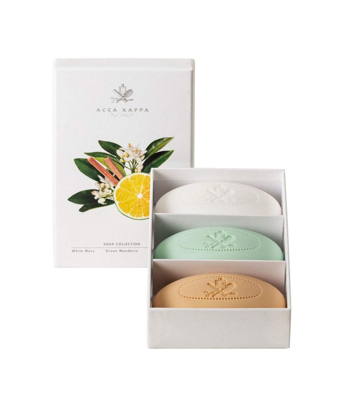 Acca Kappa Soap Collection Gift Set of White Moss 150 g Green Mandarin 150 g Sandalwood 150 g