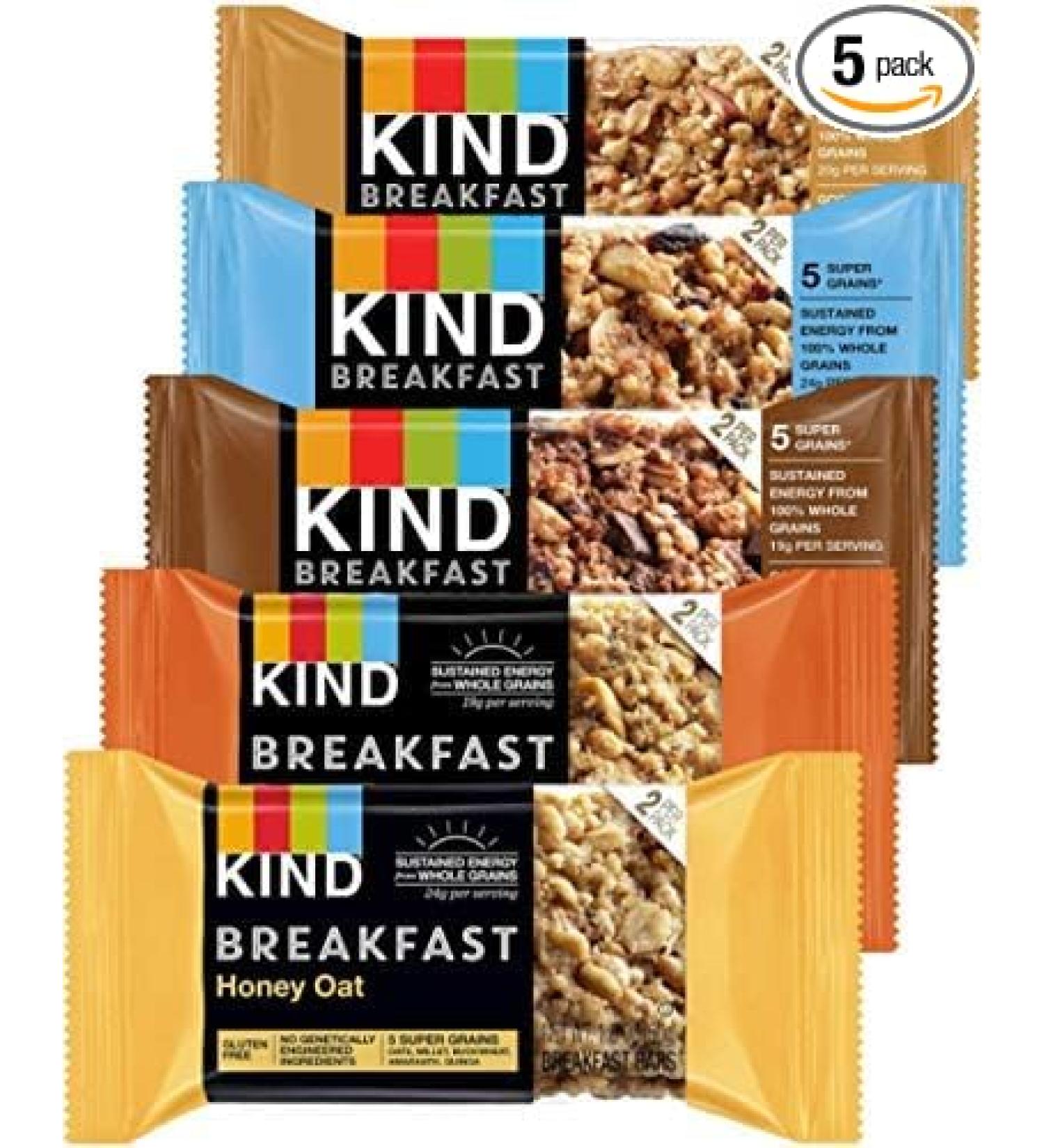 Kind Breakfast Bars 5 Flavors Variety - (12 Pack = 24 Total Bars) - Buy Online on SooperMarket.com