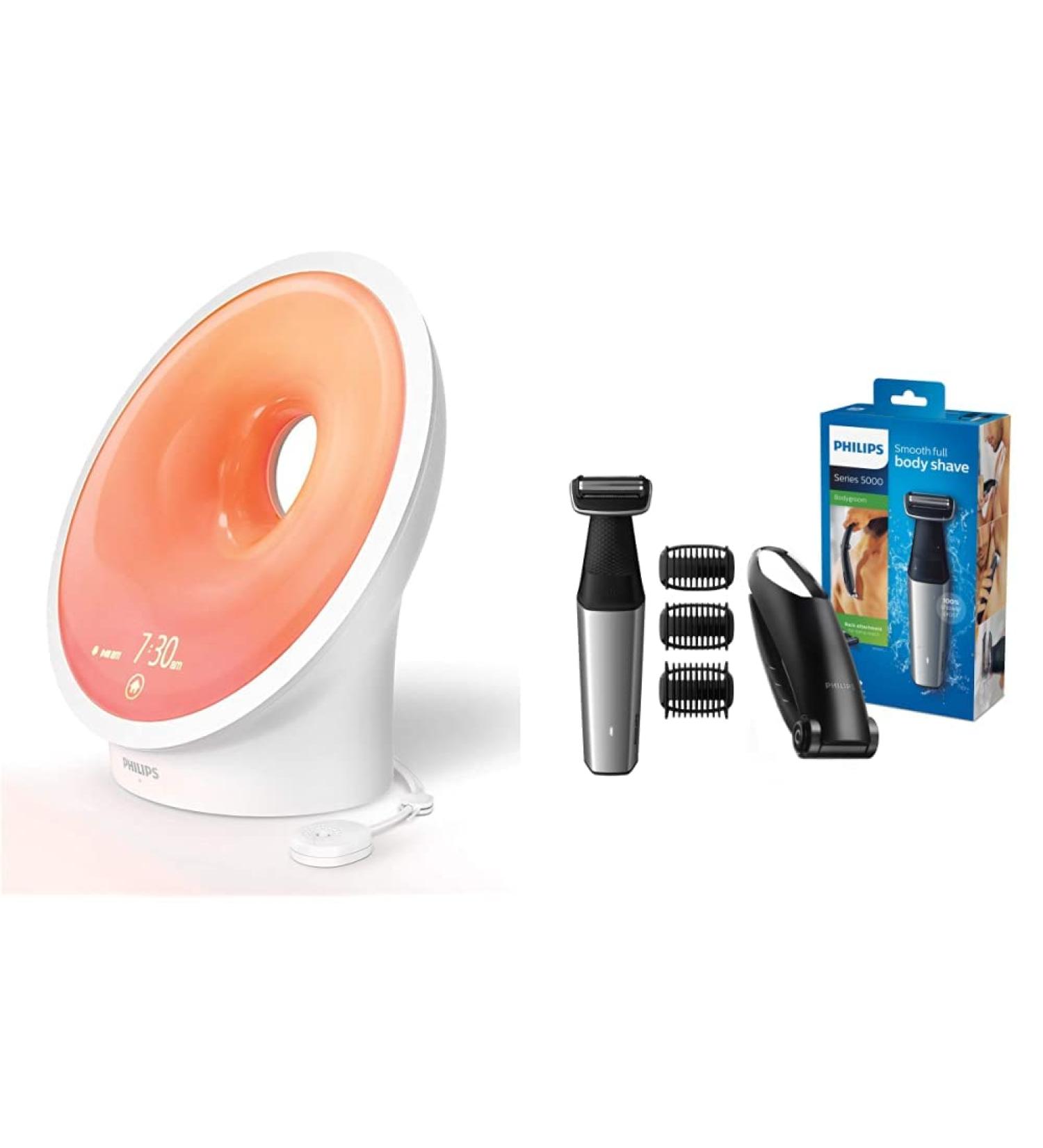 Philips Connected Sleep & Wake-up Light HF3671/01 + Bodygroom Series 5000 Bundle - Sleep Aid & Back Hair Removal - Buy Online on SooperMarket.com