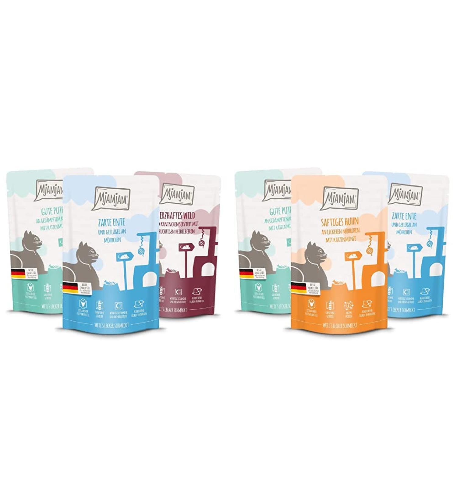 Mjamjam Mix Package II & IV - Premium 12 x 125g Wild Turkey Duck Chicken & Poultry Bundle (1.5 kg) - International Shipping Available - Buy Online on SooperMarket.com
