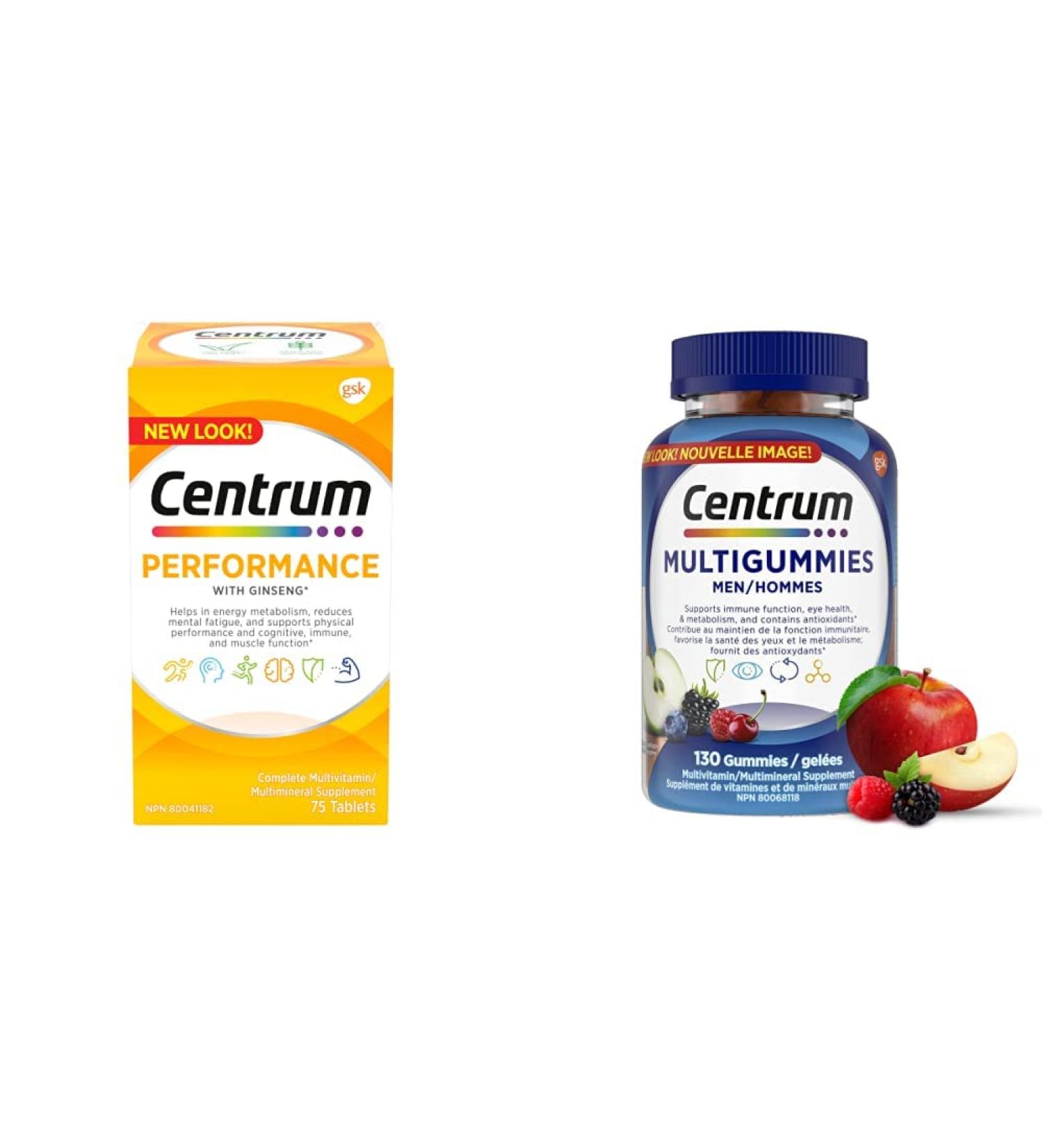 Centrum Performance Multivitamins/Minerals for Men & Women with Ginseng | Centrum Men MultiGummies (130 Count) - Buy Online on SooperMarket.com