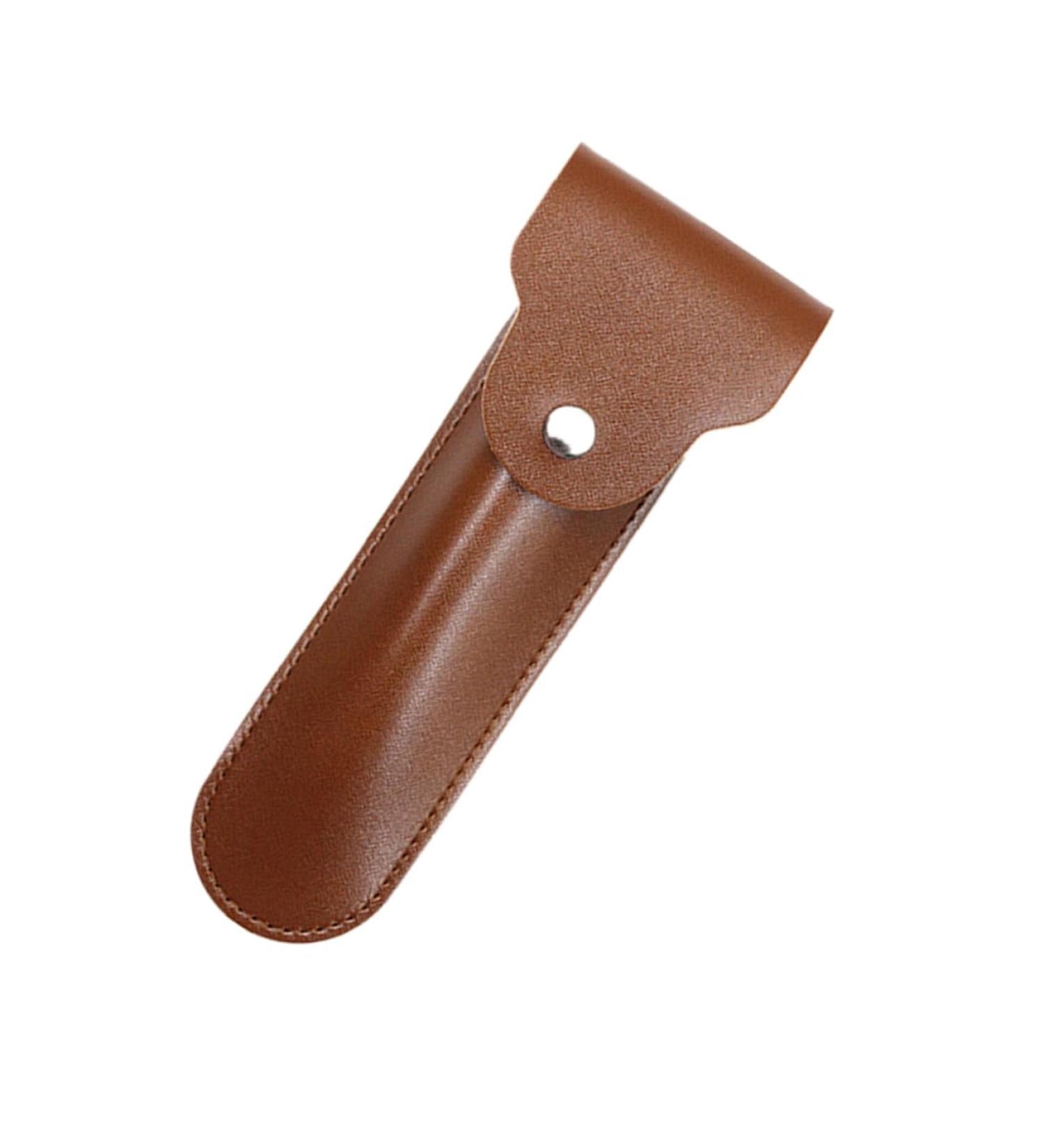 NOLITOY Manual Razor Travel Cover - Brown PU Shaver Storage Case (16.5x4.2x1CM) | International Shipping Available - Buy Online on SooperMarket.com