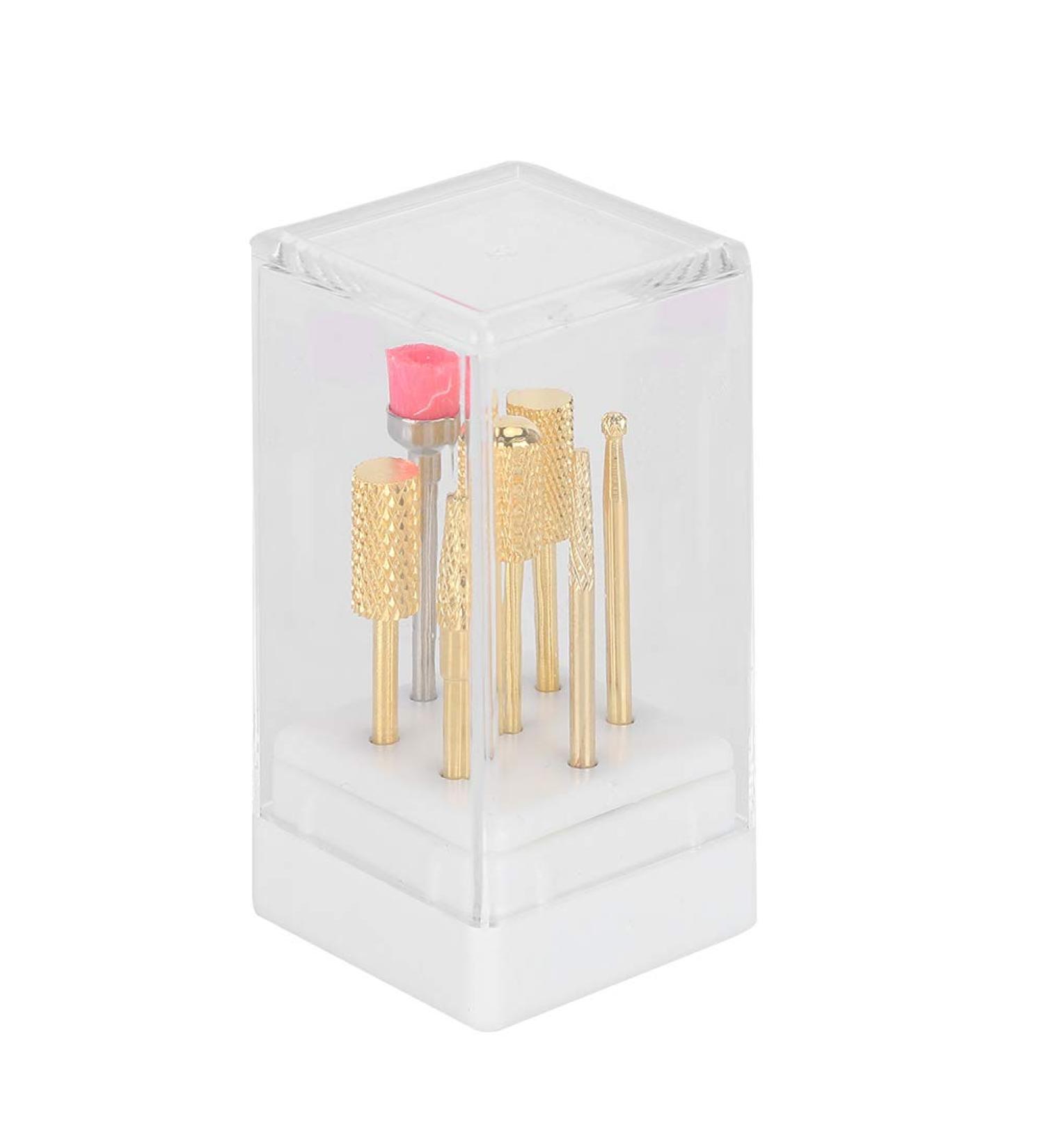 Nail Drill Kit - 7pcs Professional Manicure & Pedicure Drill Bit Set for Acrylic & Gel Nails - Perfect Accessories for Sanding & Grinding - Buy Online on SooperMarket.com