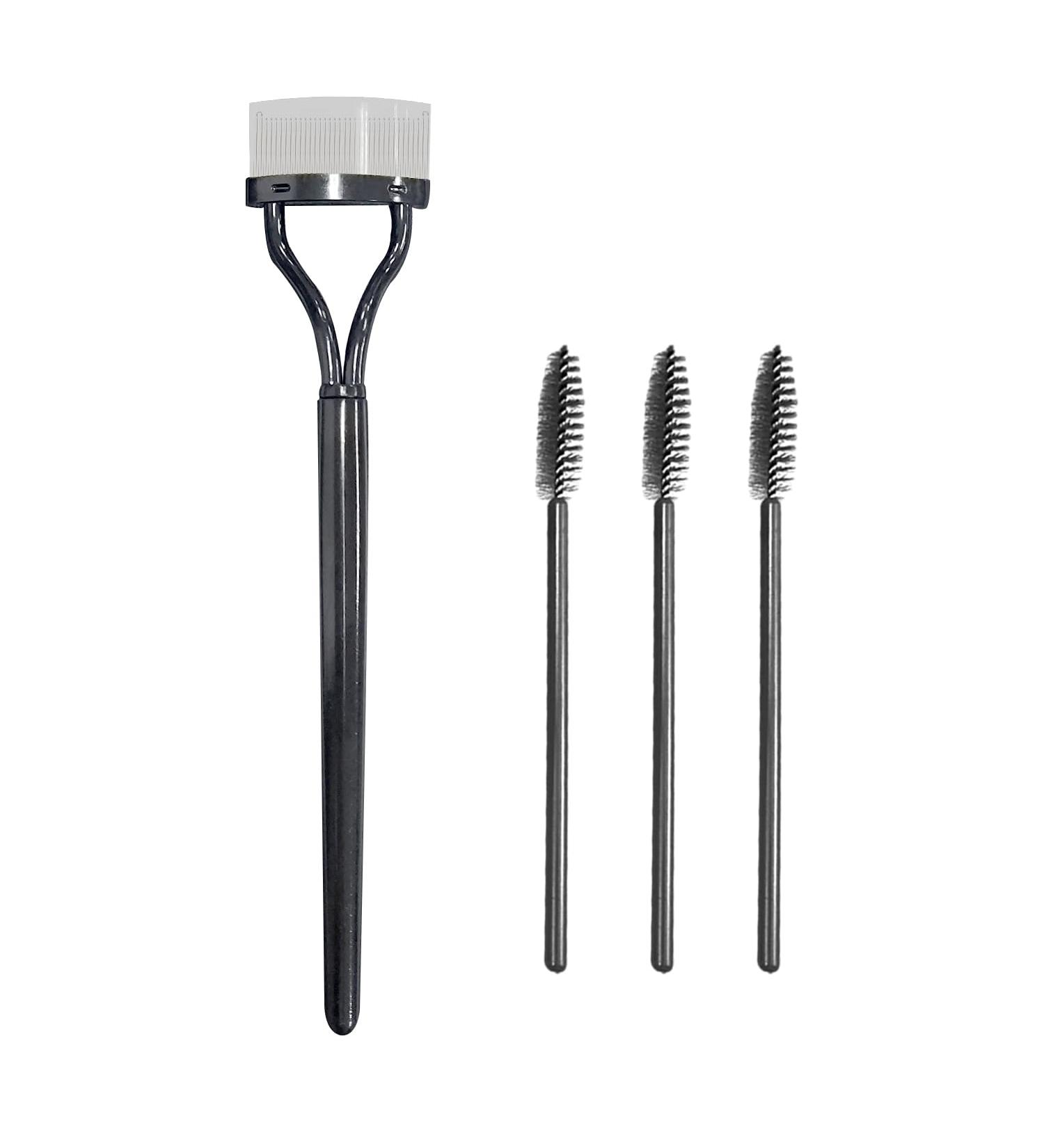 Steel Pin Eyelash Comb Set with Portable Metal Eyebrow Separator - 4pc Makeup Tool Kit - Buy Online on SooperMarket.com