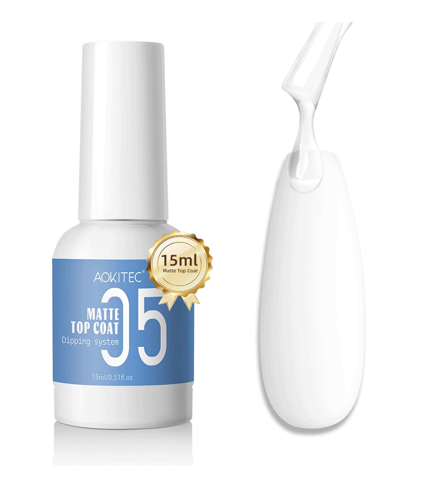 Aokitec Matte Dip Top Coat - 15ML Long-Lasting Matte Gel for Dip Powder Manicure | Velvet Finish for Salon & DIY Use | Perfect for Nail Art - Buy Online on SooperMarket.com