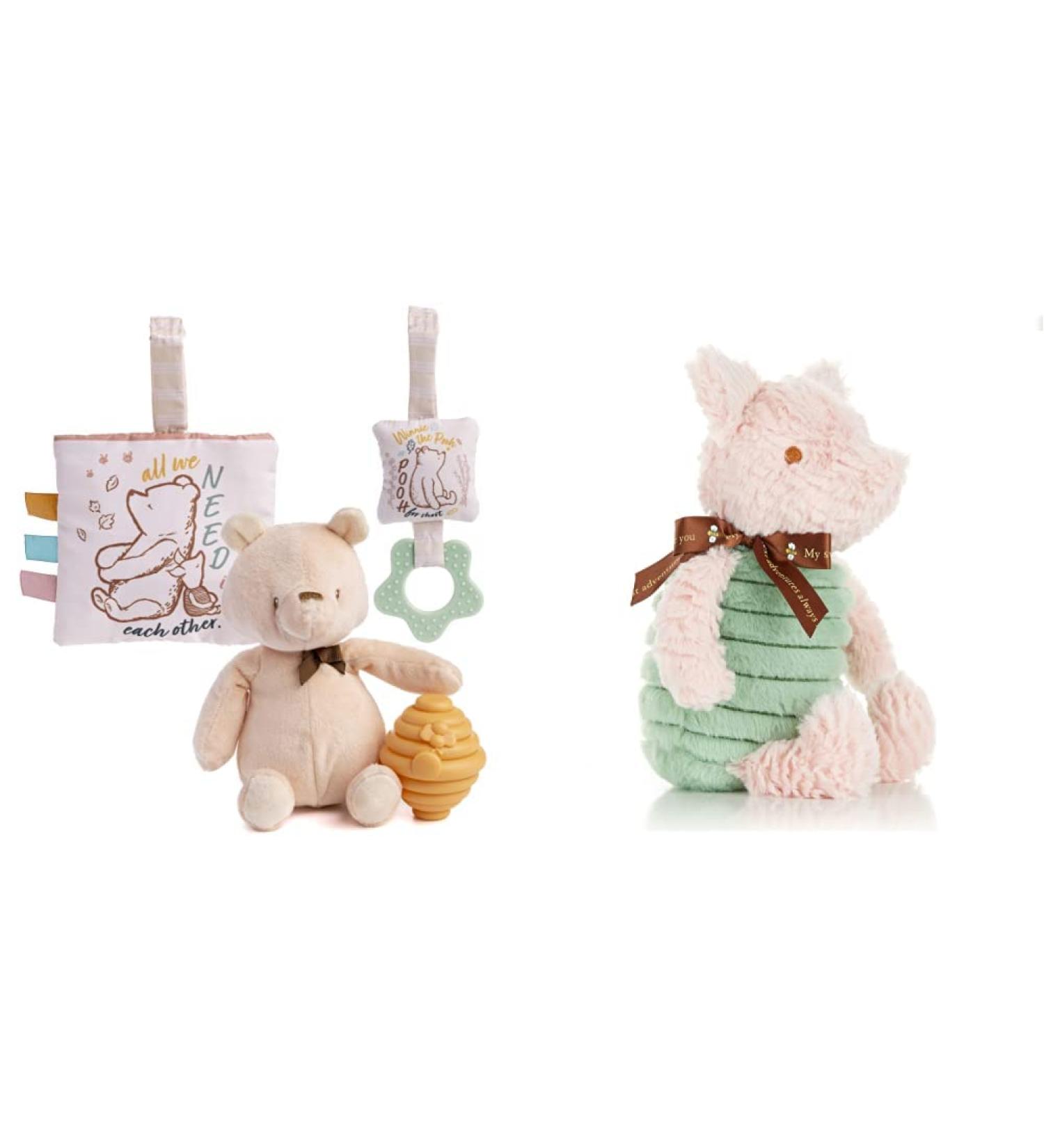 Classic Pooh 4 Piece Set with Stuffed Animal Toy - Piglet & Friends 9 inch - Baby Teether Included - Buy Online on SooperMarket.com
