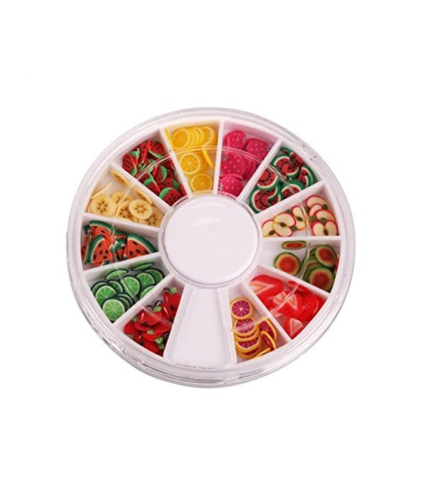 Mini 3D Fruit Slices Nail Art Decoration - Cute Fresh Fruit Clay Rods for Multi Usage - 12 Patterns - Buy Online on SooperMarket.com