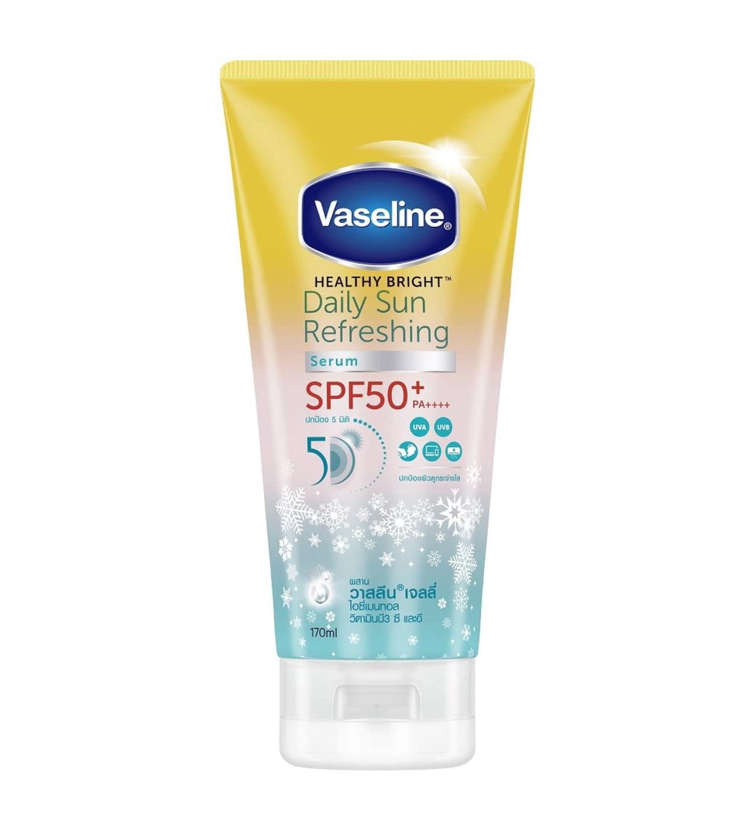 Vaseline Healthy Bright Daily Sun Serum SPF50+ PA++++ | Nourishing & Brightening with Vitamin B3 C & E - 170ml - Buy Online on SooperMarket.com