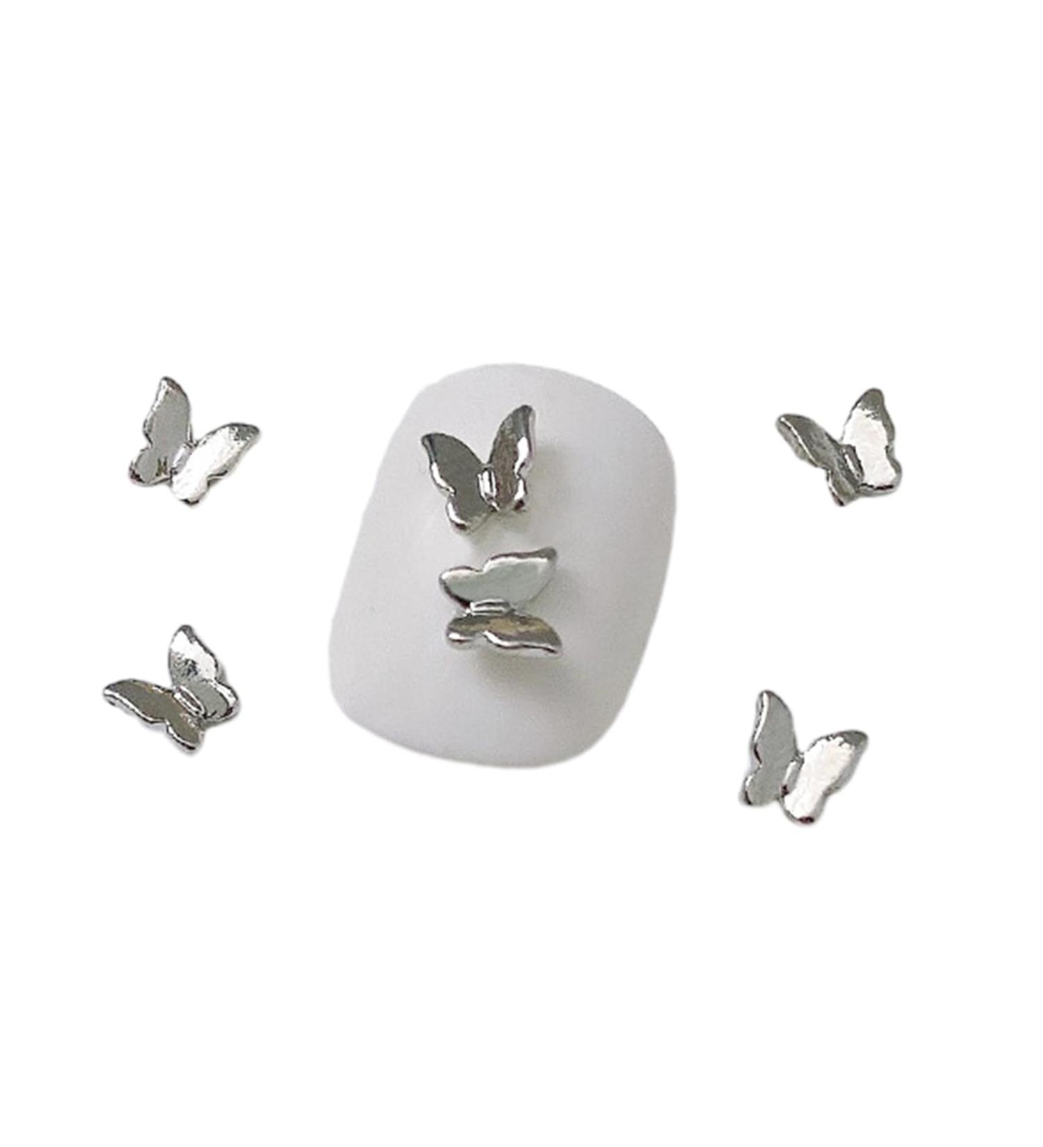 10Pieces Butterfly 3D Alloy Butterfly Silver Butterfly Rhinestones For Acrylic Nails - Buy Online on SooperMarket.com