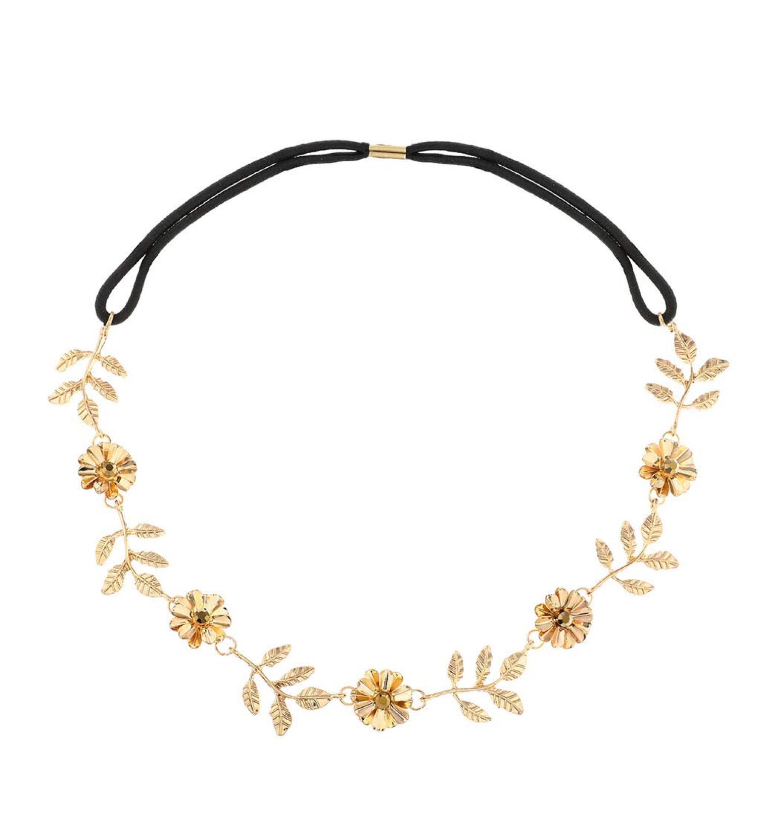 Yalice Gold Leaf Headband | Elastic Flower Head Chain for Women and Girls - Buy Online on SooperMarket.com