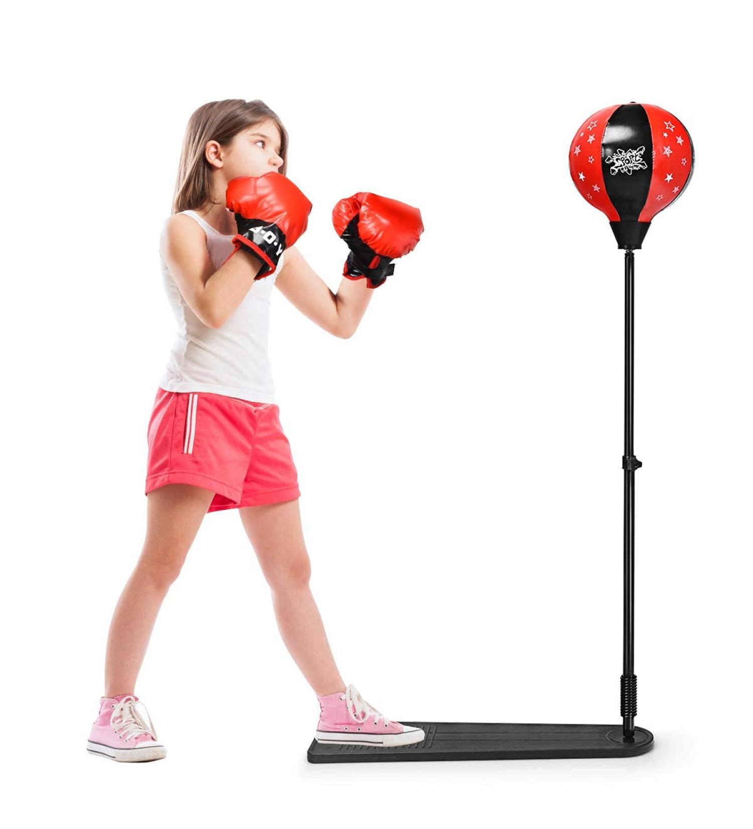 Costzon Punching Bag with Stand - Height Adjustable Reflex Bag with Boxing Gloves, Hand Pump - Freestanding Boxing Set for Adults, Teens, and Kids - Speed Training, Fitness, Stress Relief, Exercise - Buy Online on SooperMarket.com