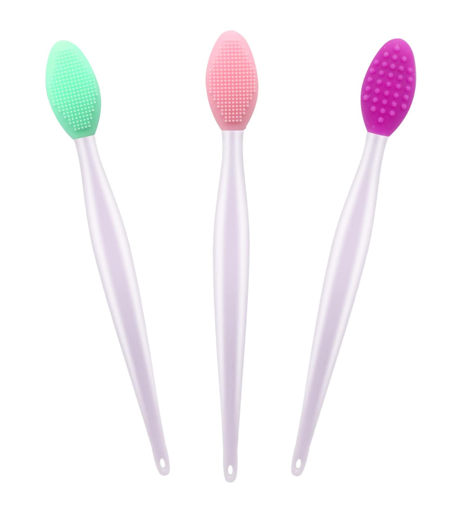 Silicone Lip Scrub Brush | Exfoliating Double-Sided Lip Scrubber Tool | Smoother & Fuller Lips | 3 Colors, 3 PCS - Buy Online on SooperMarket.com
