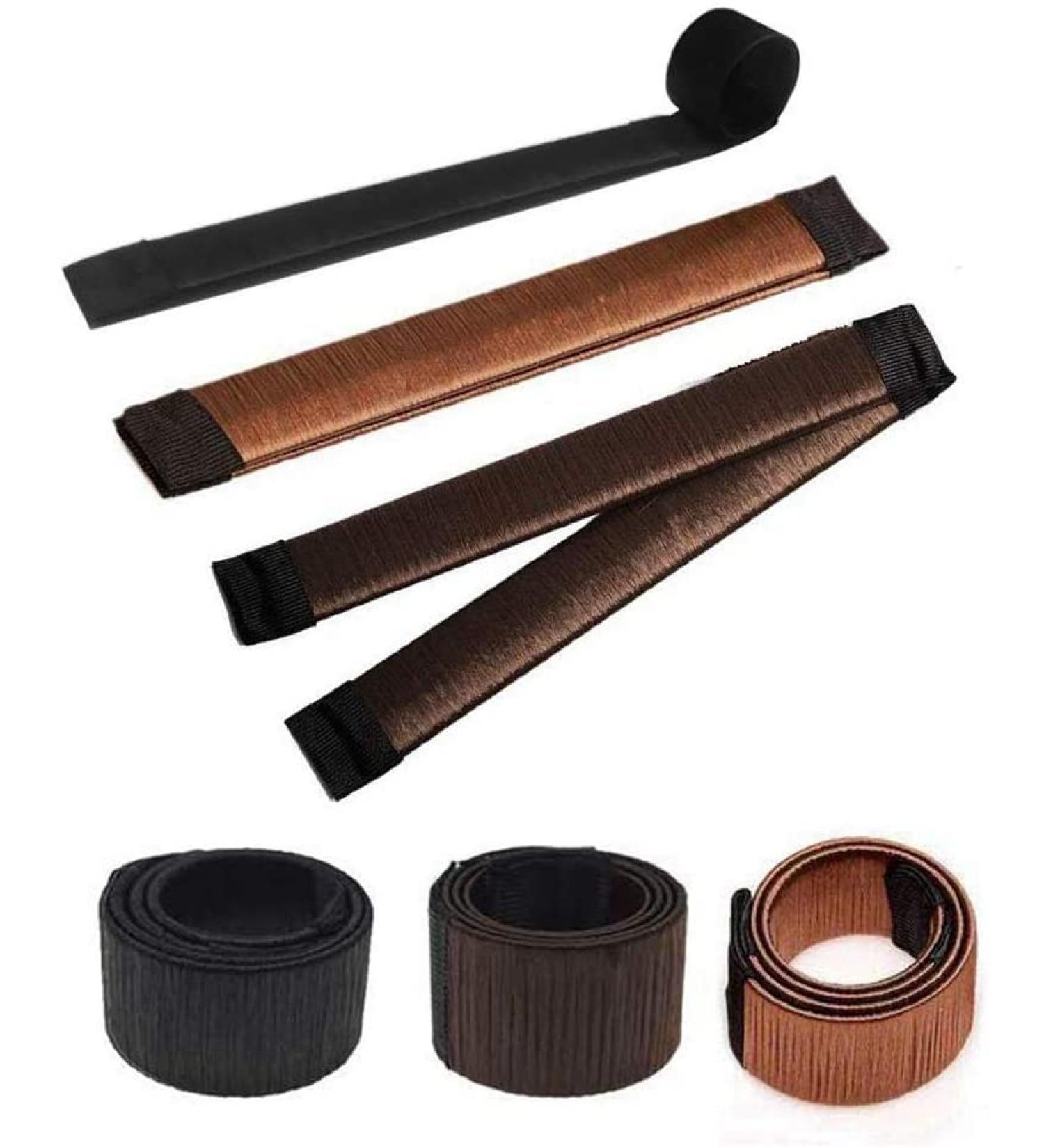3-Piece Hair Bun Maker Set - Easy Snap Roll Nets for Women & Kids - French Twist Styling Tool - Brown - Buy Online on SooperMarket.com