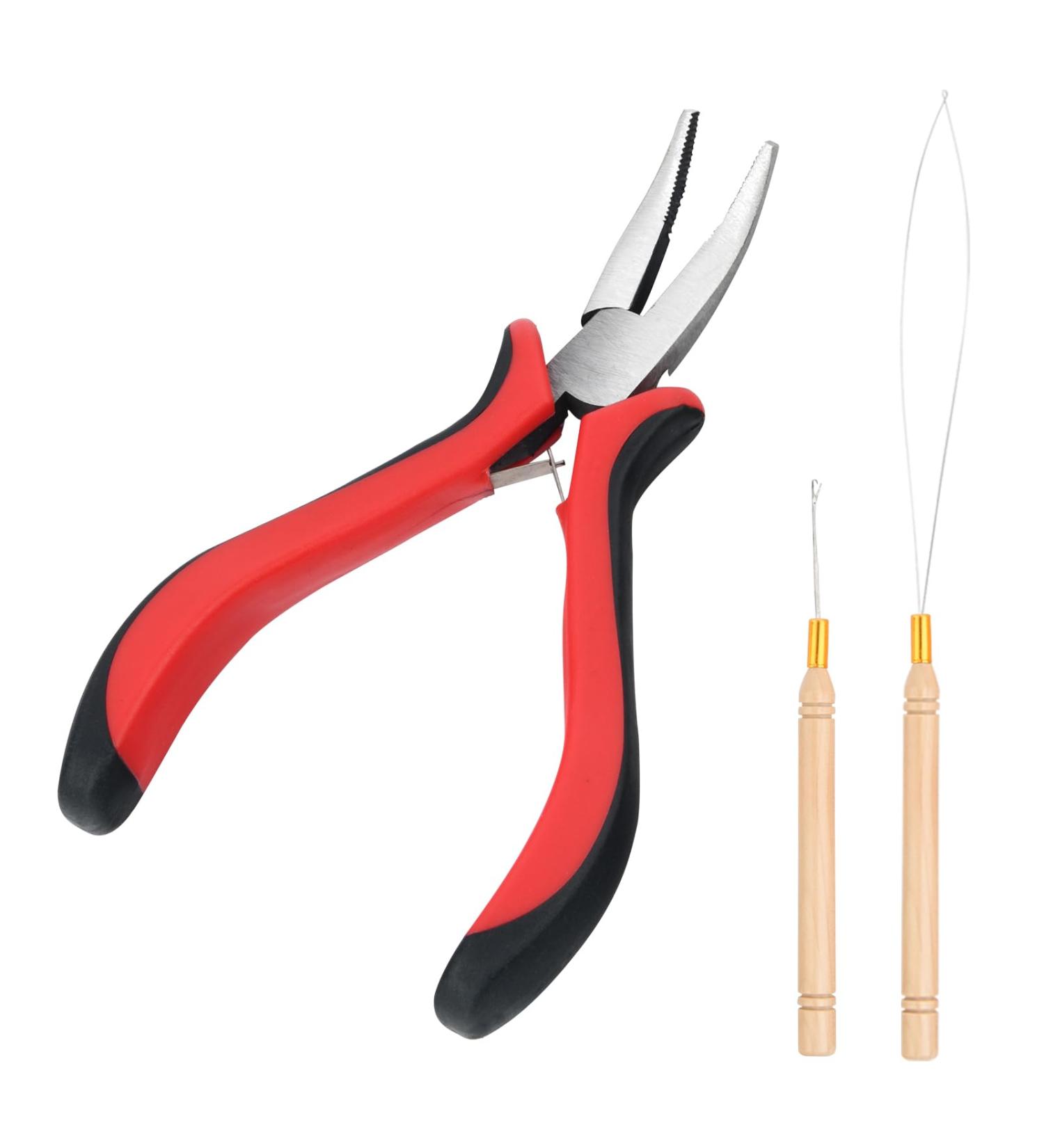Vlasy Hair Extensions Tools Kit Professional Tools With Hair Extension Pliers Loop Needle Threader and Pulling Hook Needle for Nano Beads and Microlink Beads 3 Pcs Hair Pliers Set - Buy Online on SooperMarket.com