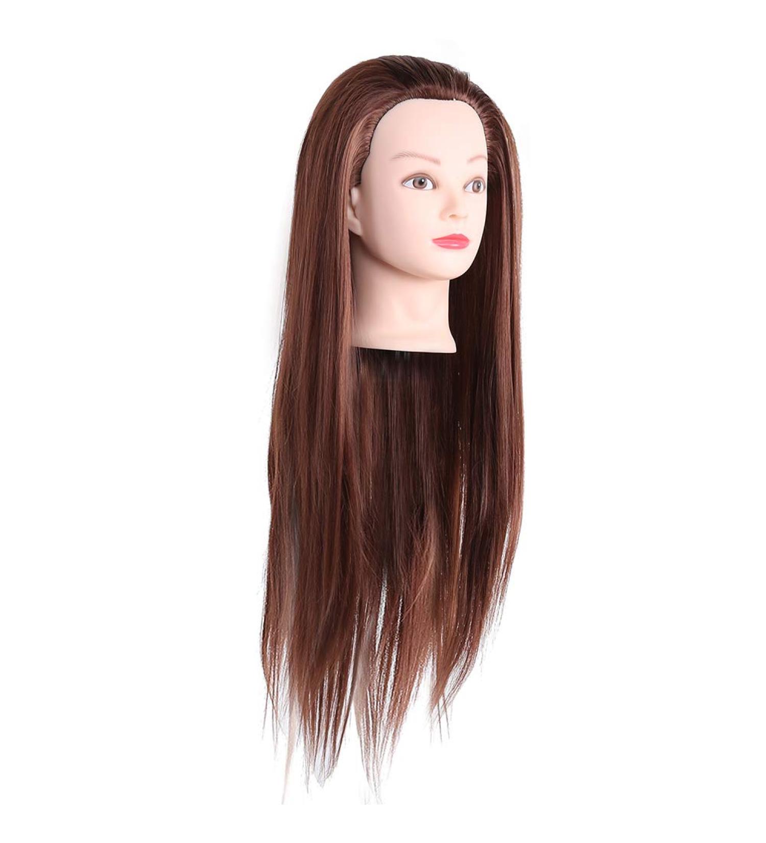 Hair Styling Head for Hairdressers - Thick Natural-Looking Training Head (Dark Brown) for Professional Use - Buy Online on SooperMarket.com