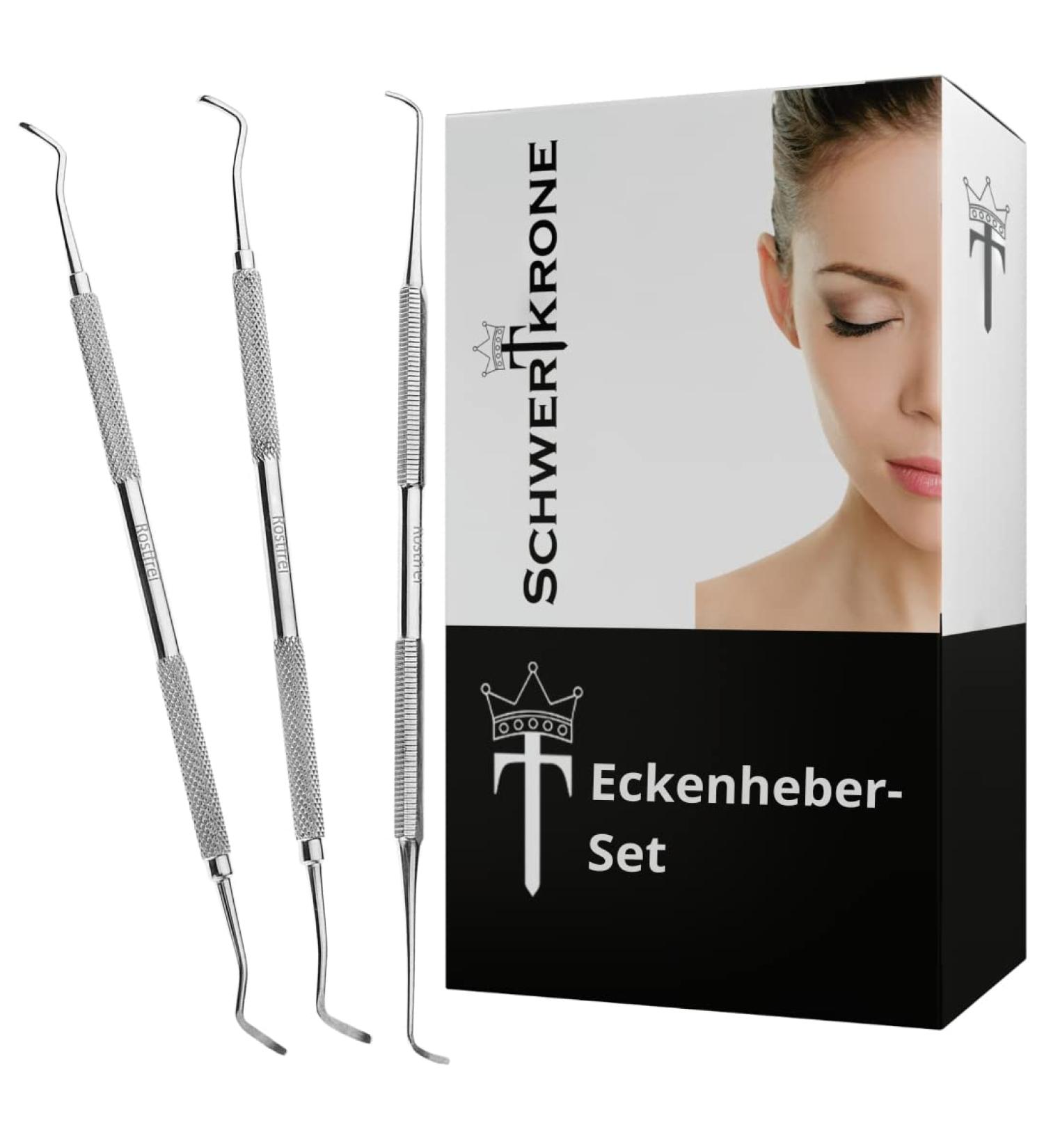 Professional 3-Piece Sword Crown Corner Lifter Set - Stainless Steel Double Probe Excavator with Sterilisable Ground Ends for International Shipping - Buy Online on SooperMarket.com