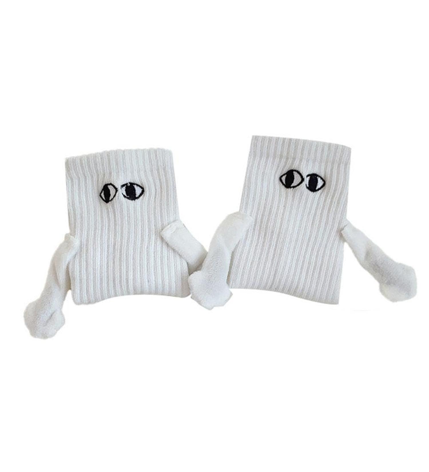 Magnetic Suction 3D Doll Couple Socks - Cute Novelty Socks for Couples - White, 1 Pair - Buy Online on SooperMarket.com