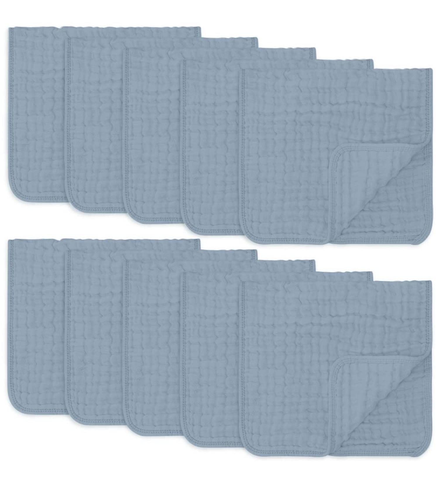 Comfy Cubs Large Muslin Spitting Towels - 100% Cotton 6 Layers Ultra-Absorbent Baby Burp Cloths Pacific Blue 10-Pack (50.8 x 25.4 cm) - Buy Online on SooperMarket.com