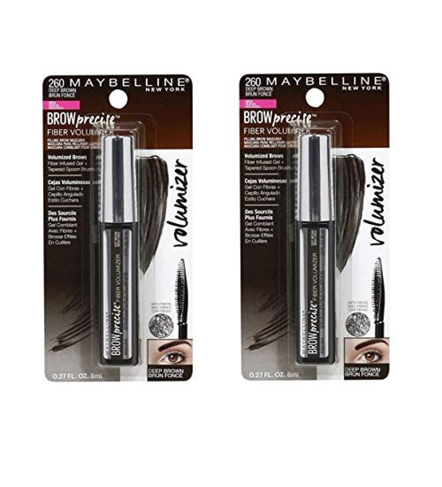 Maybelline Brow Precise Fiber Volumizer Mascara 260 Deep Brown (Pack of 2)