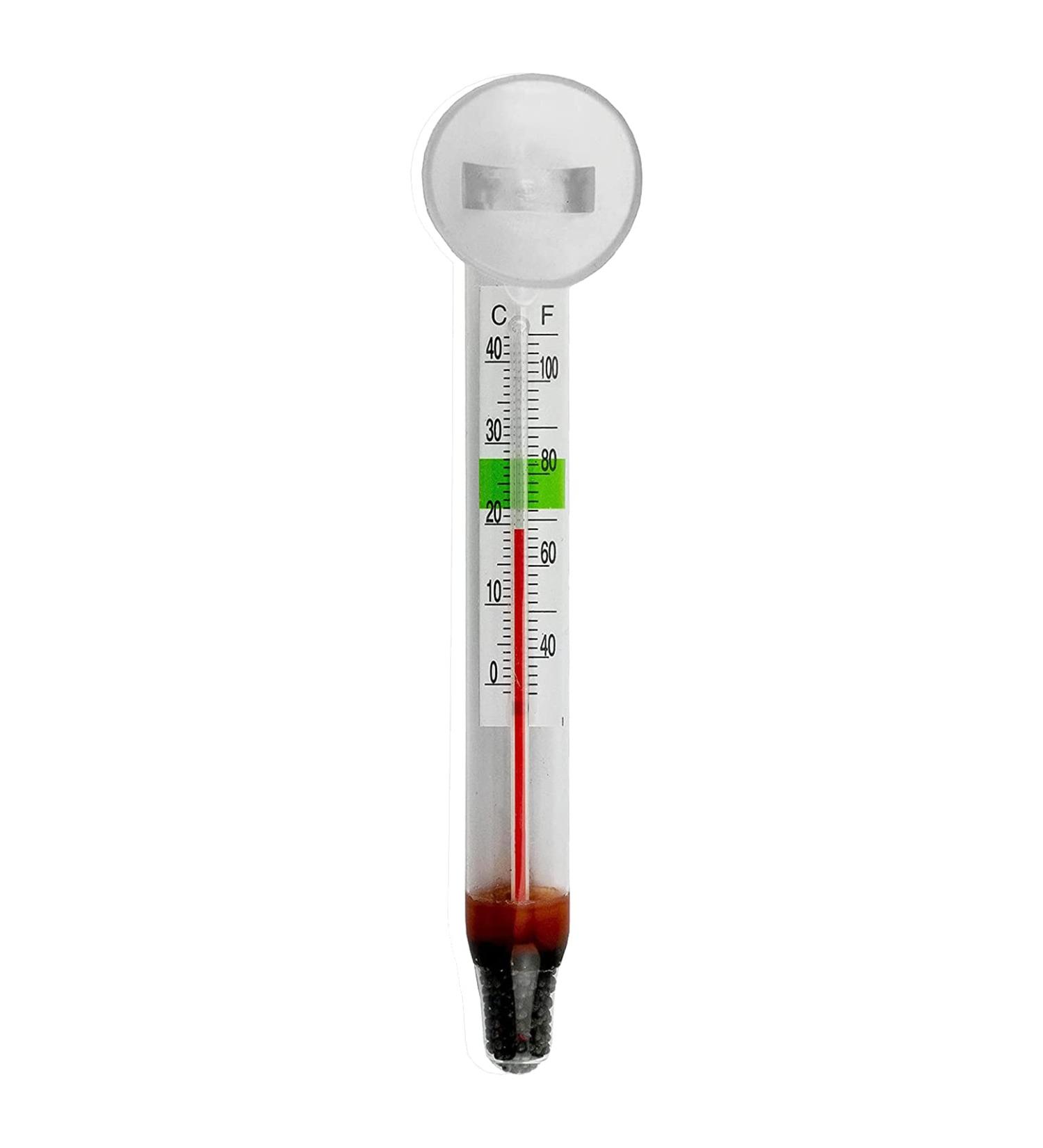 Glass Aquarium Thermometer with Safe Zone Section and Suction Cup for Tropical Freshwater and Marine Saltwater Aquariums - Buy Online on SooperMarket.com