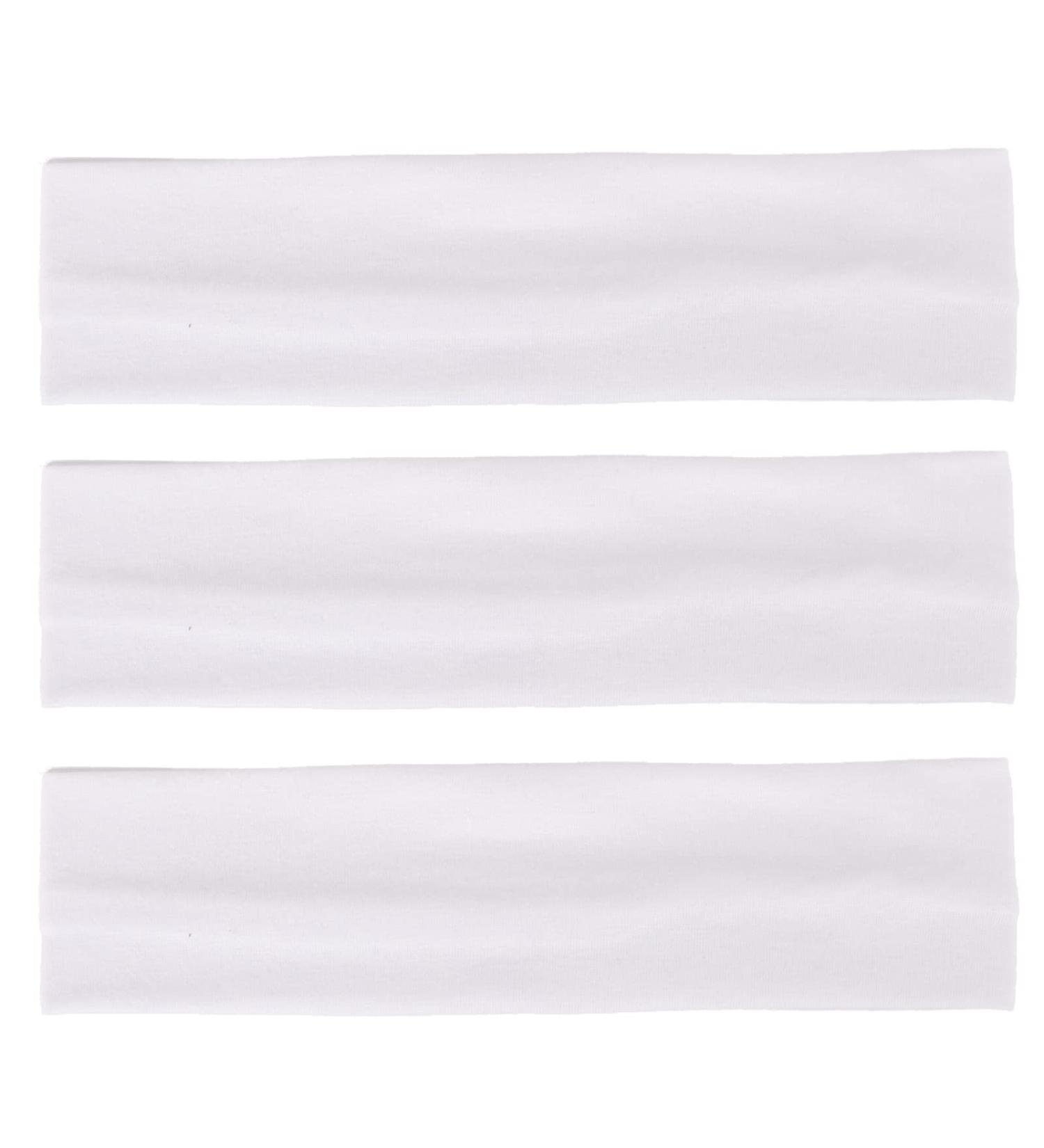 MapofBeauty 3 Pack Yoga Headbands - Stretchy Cotton Hair Wrap for Sport Running & Gym - White - Buy Online on SooperMarket.com