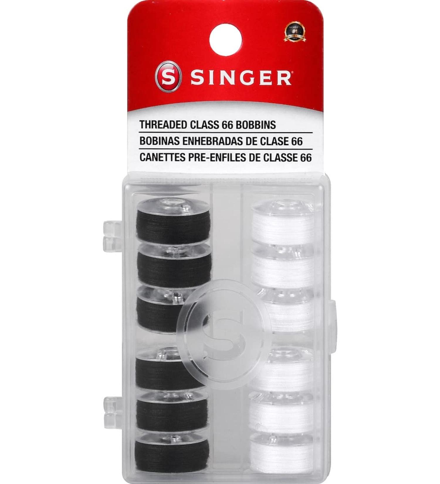 SINGER 30027 Class 66 Transparent Bobbins - 12 Black & White Threaded Bobbins - Buy Online on SooperMarket.com