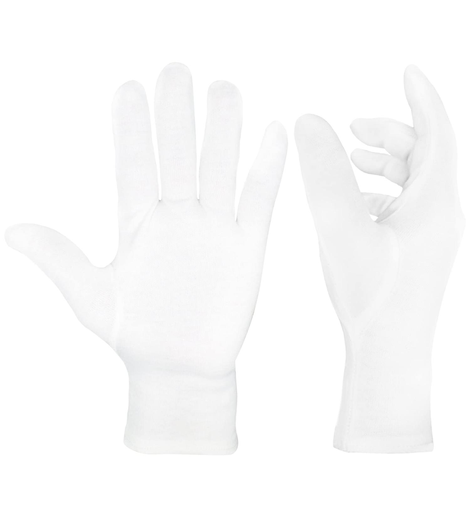 EXBRIECO Pack 1 or Pack 12 Cotton Gloves Moisturizing Gloves Soft Elastic Hand Care Jewelry Waiter Costume M Pack of 12 White - Buy Online on SooperMarket.com