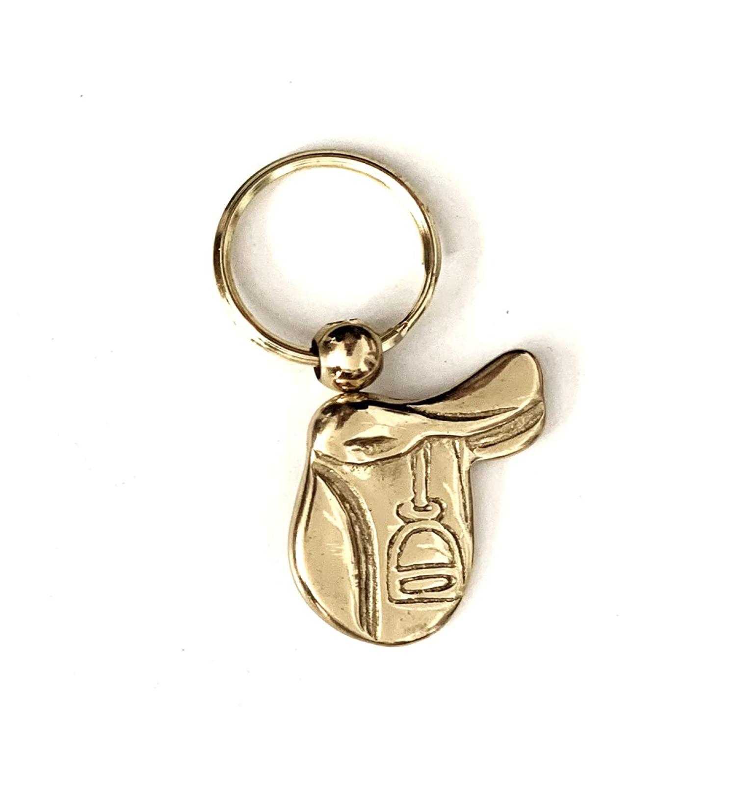 JA Horse metallic keychain pendant horse rider pony saddle gold