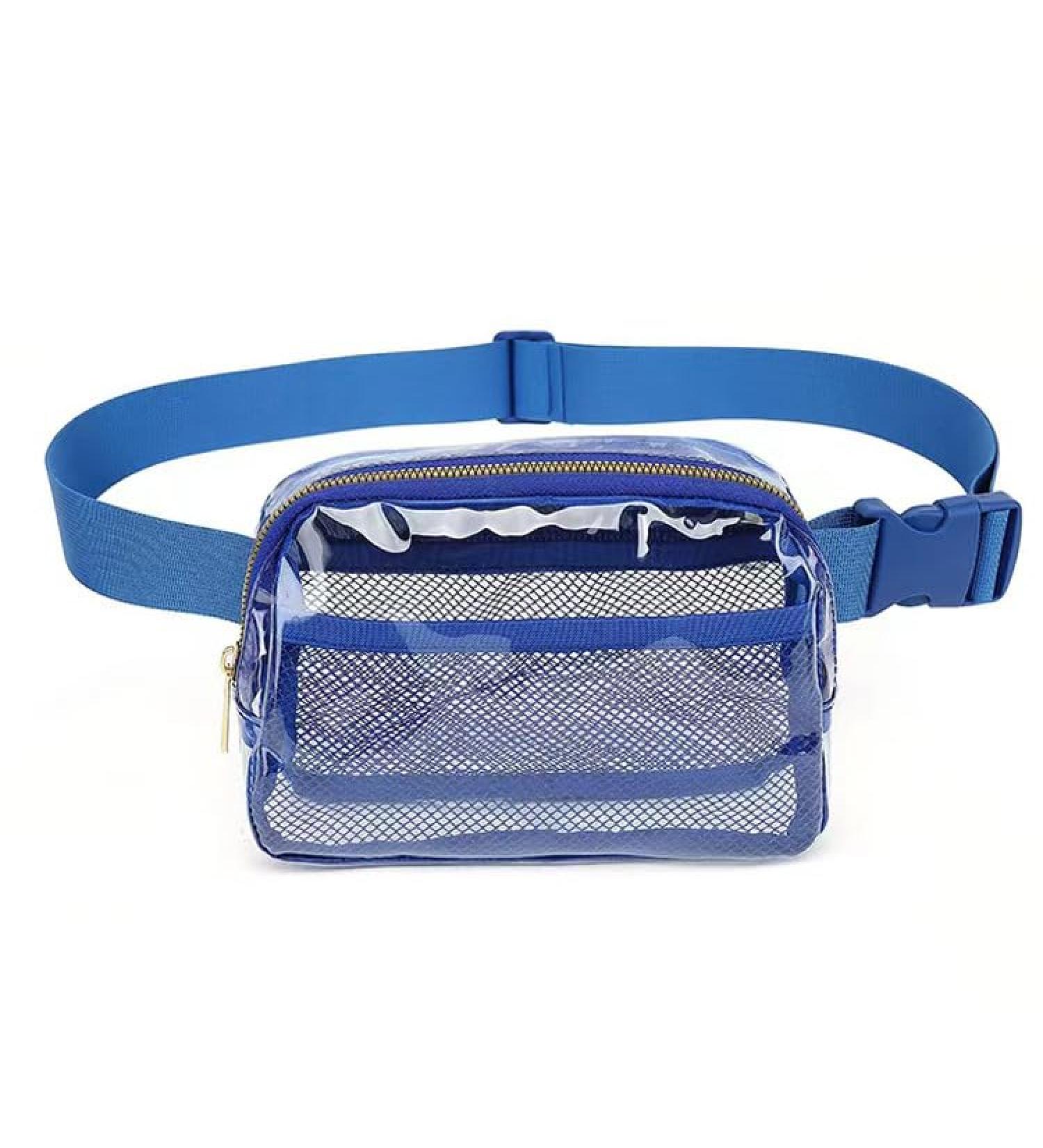 Small Clear Blue Waterproof Belt Bag - Transparent Waist Pack for Women & Men | Ideal for Training Festivals Travel & Concerts - Buy Online on SooperMarket.com