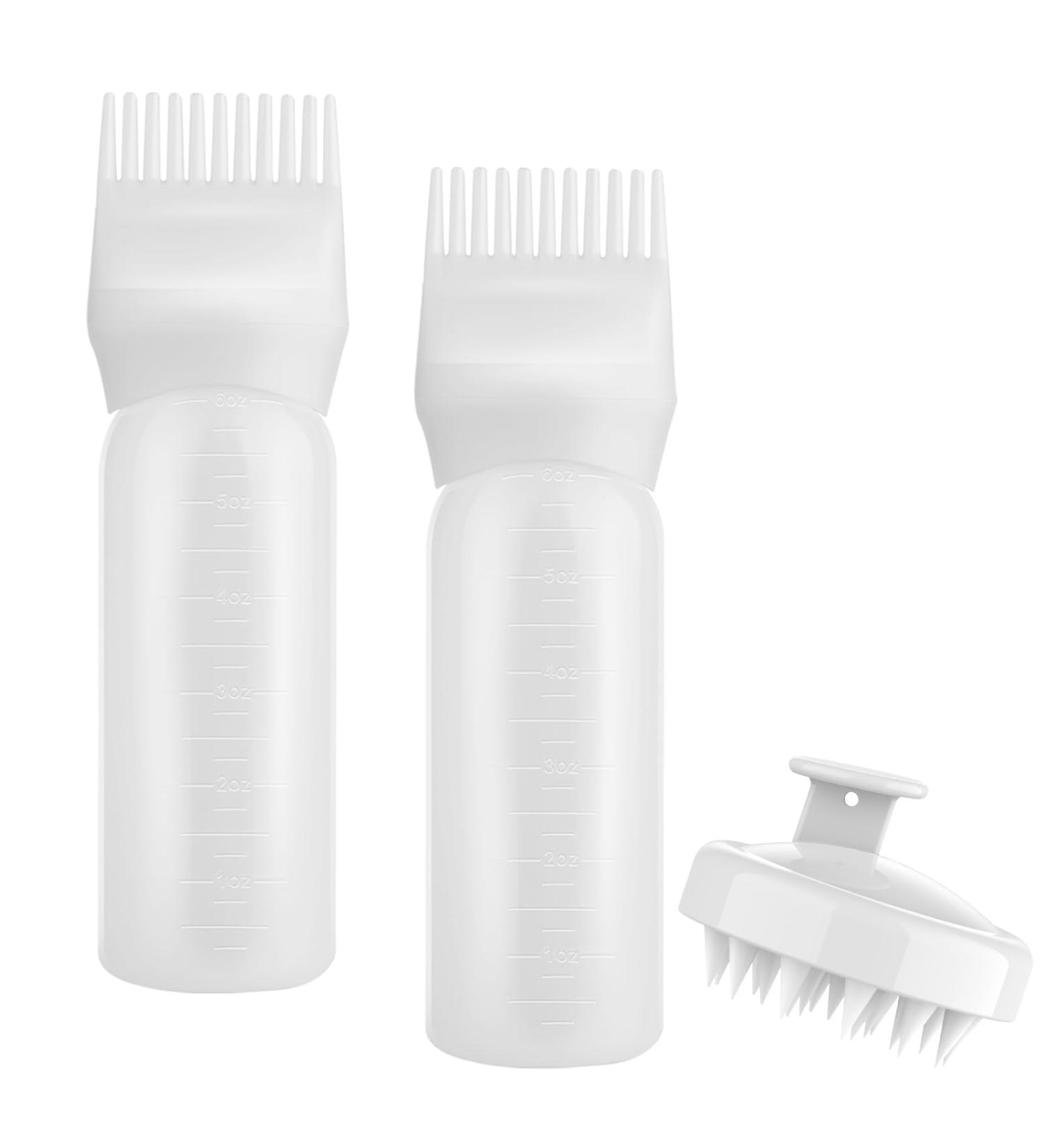 Gezimetie Root Comb Applicator Bottle with Scalp Massager Brush Comb 3PCS - White | Hair Coloring Dye and Scalp Treatment Tools - Buy Online on SooperMarket.com