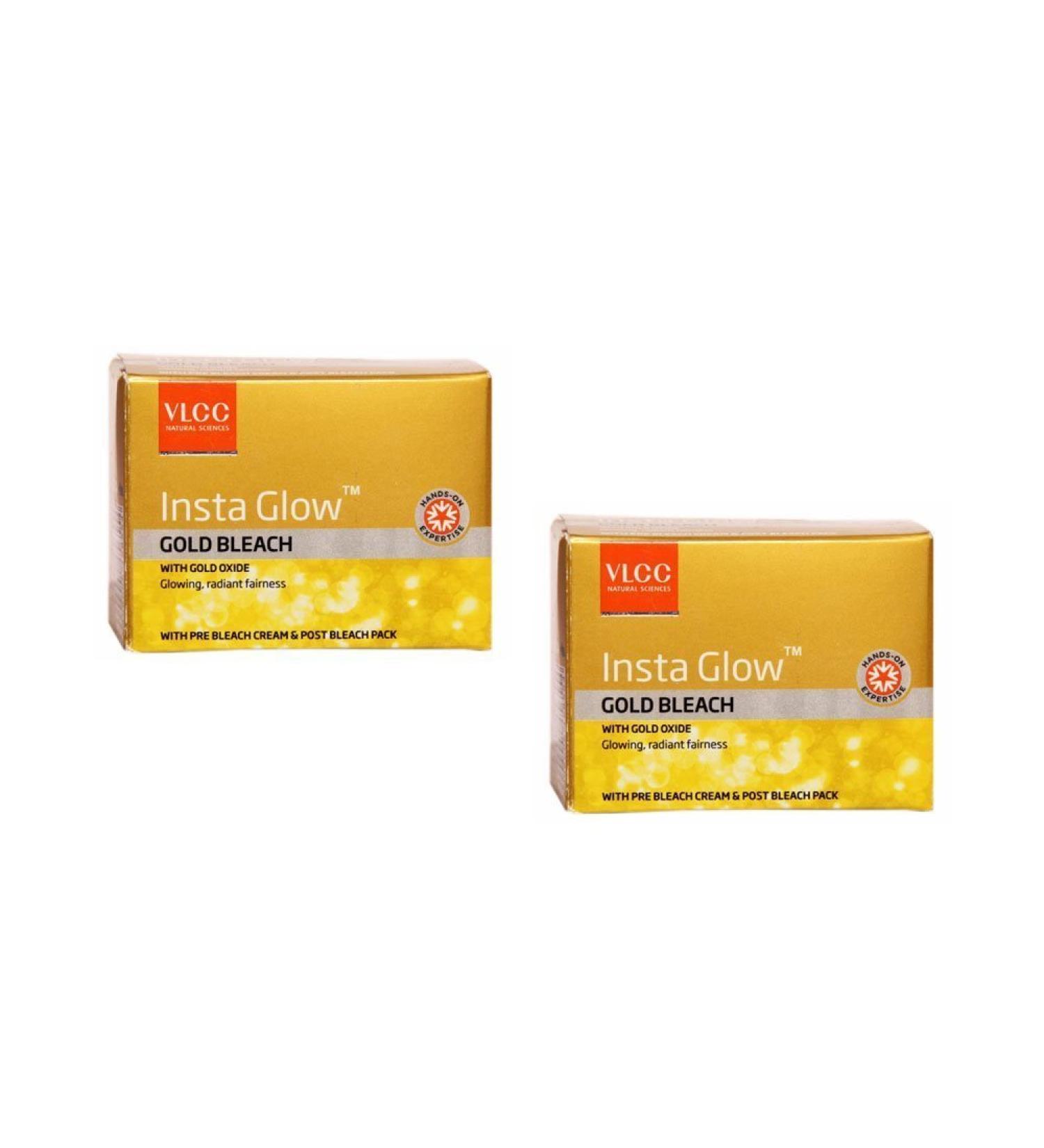 VLCC Insta Glow Gold Bleach Pack of 2 - 30g | Natural Sciences for Radiant Skin - Buy Online on SooperMarket.com
